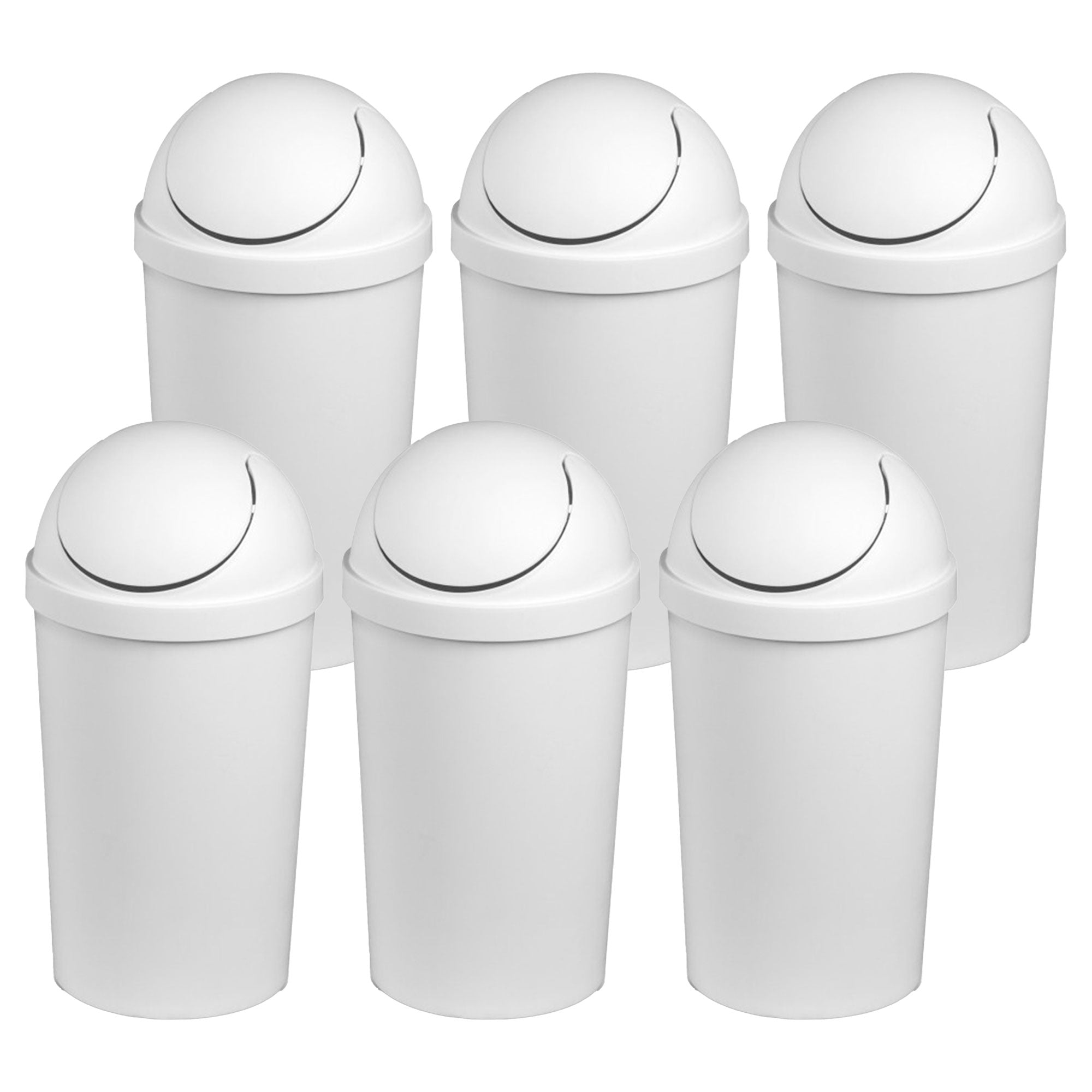 Sterilite 10838006 3 Gallon Round Swing Top Plastic Wastebasket, White (6 Pack) - VMInnovations