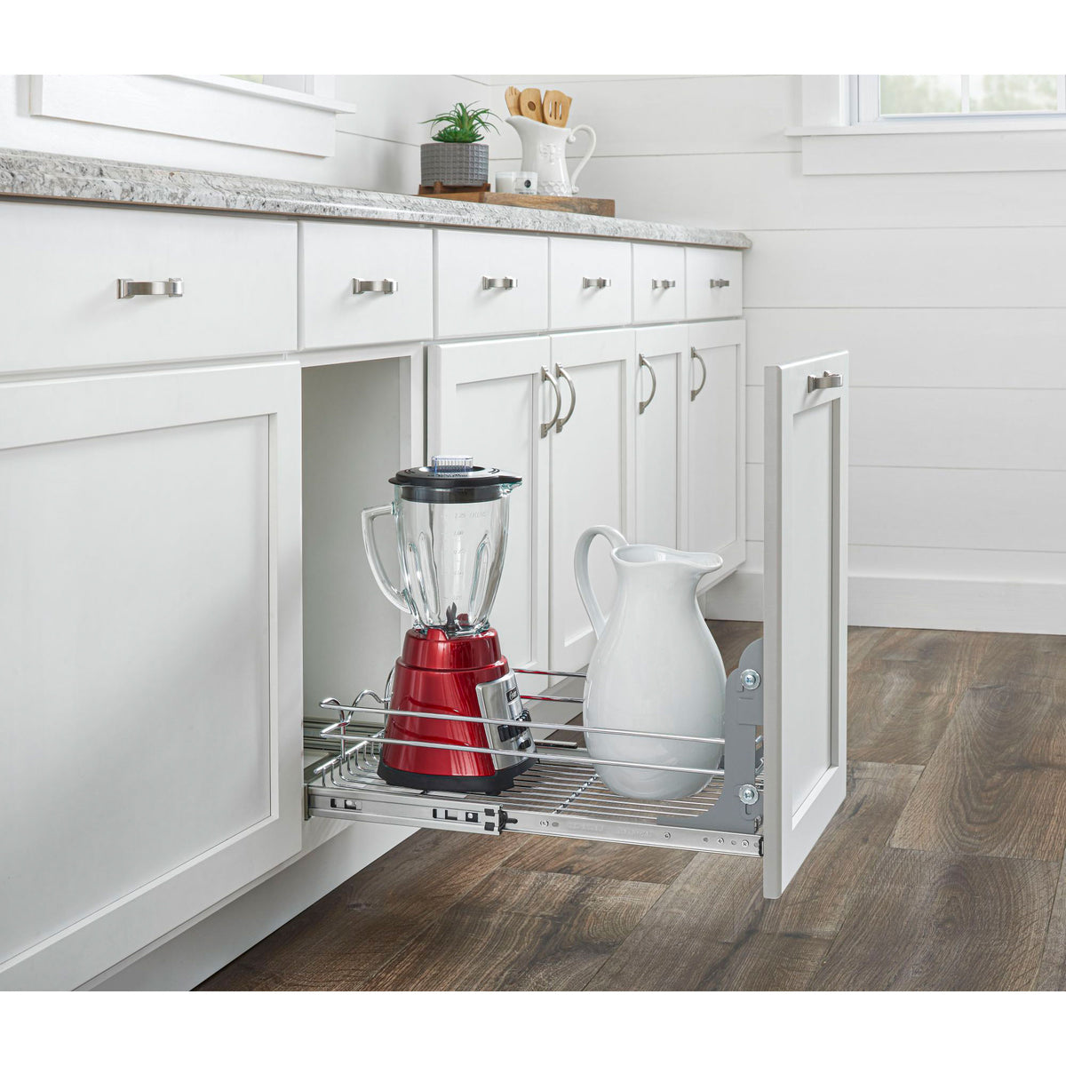 Rev-A-Shelf Double Pullout Trash Can 35 qt Black, RV-18KD-18C S & Door Mount Kit - VMInnovations
