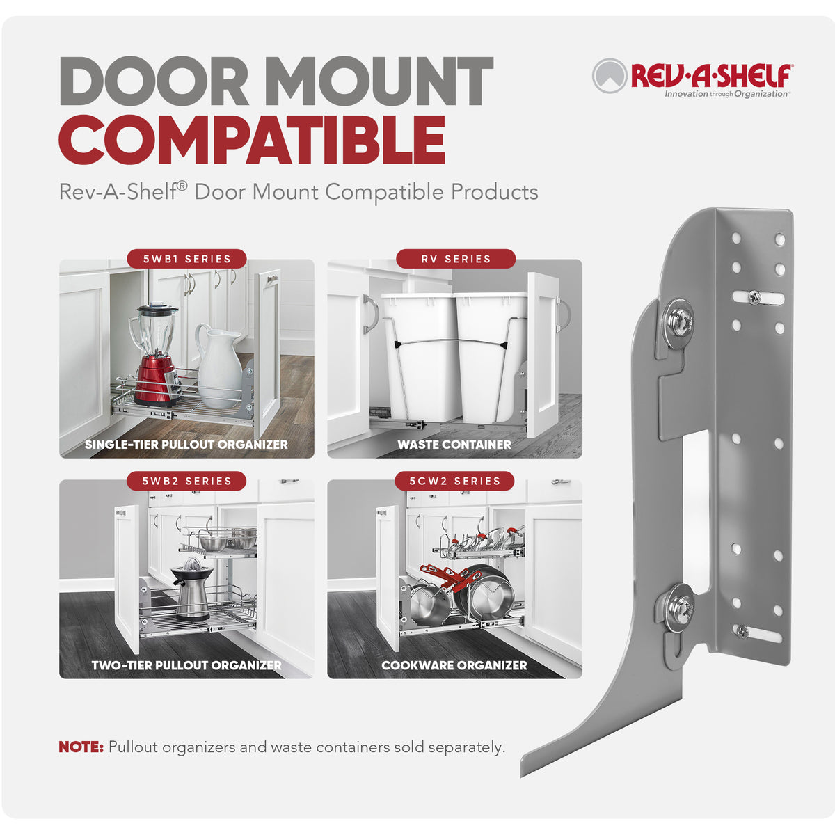 Rev-A-Shelf 5WB-DMKIT Door Mount Kit for Cabinet Pull Out Wire Baskets (Used)