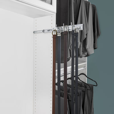Rev-A-Shelf 12" Pull Out Belt Rack Closet Storage Organizer, Chrome, BRC-12CR