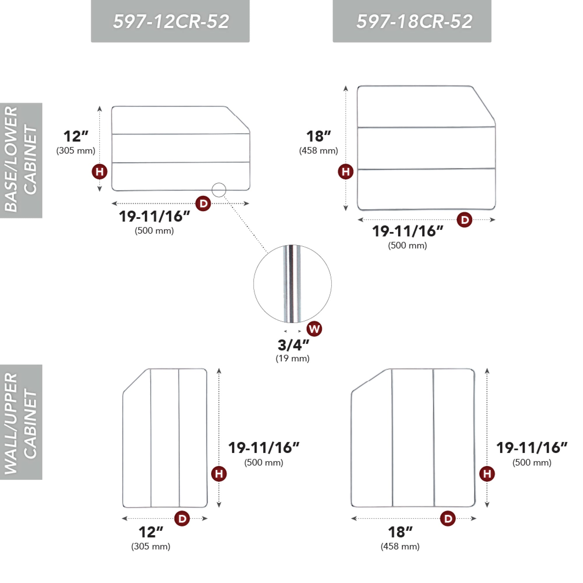 Rev-A-Shelf 12" Kitchen Cabinet Baking Sheet Tray Divider, Chrome, 597-12CR-52 - VMInnovations