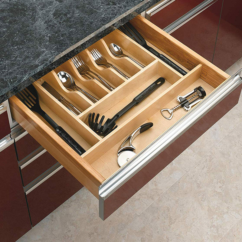 Rev-A-Shelf 9 Cutlery Compartment Tray Cabinet Insert Short, Natural, 4WCT-3SH