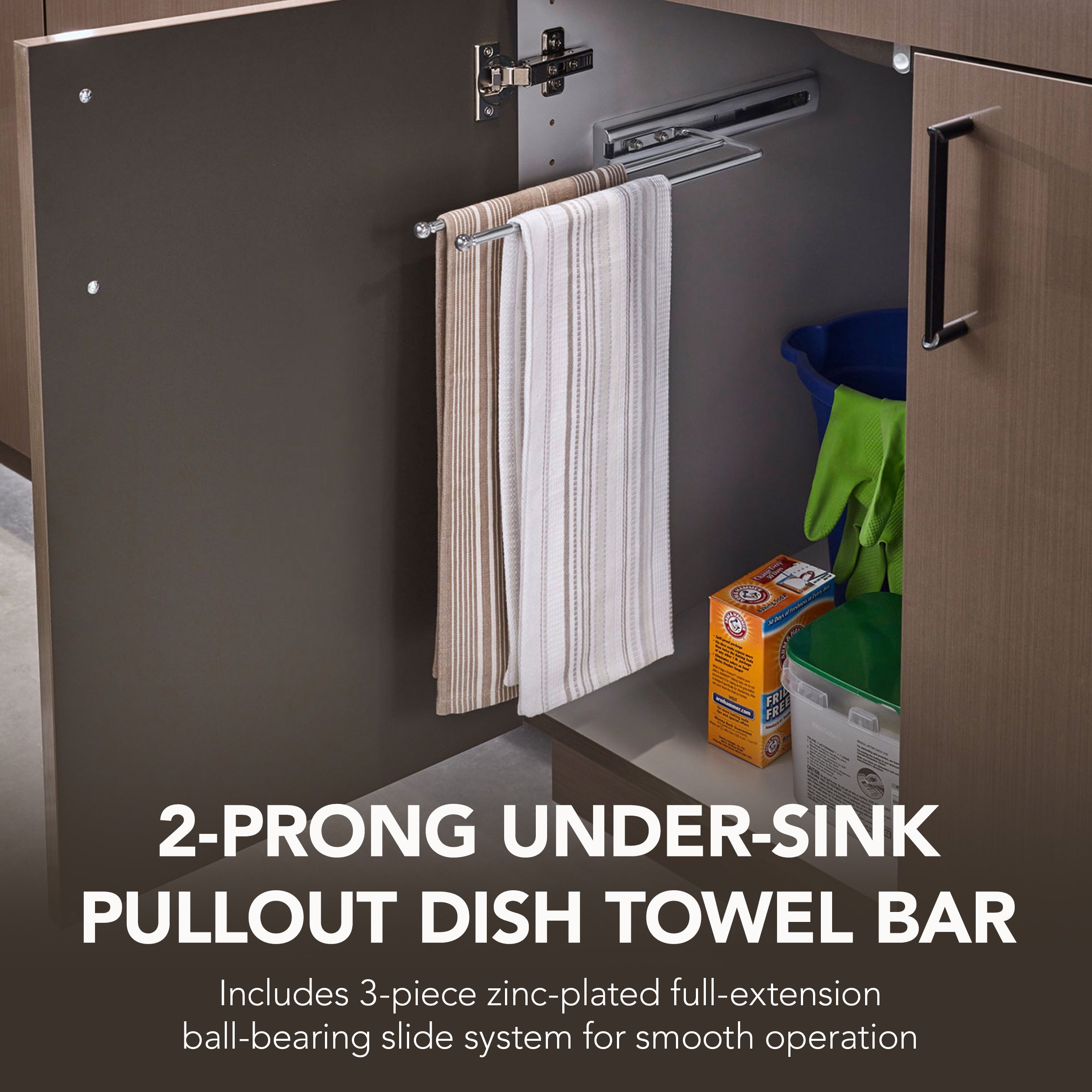 Rev-A-Shelf Pullout Dish Towel Bar Under Kitchen Cabinet, Chrome, 563-51-C