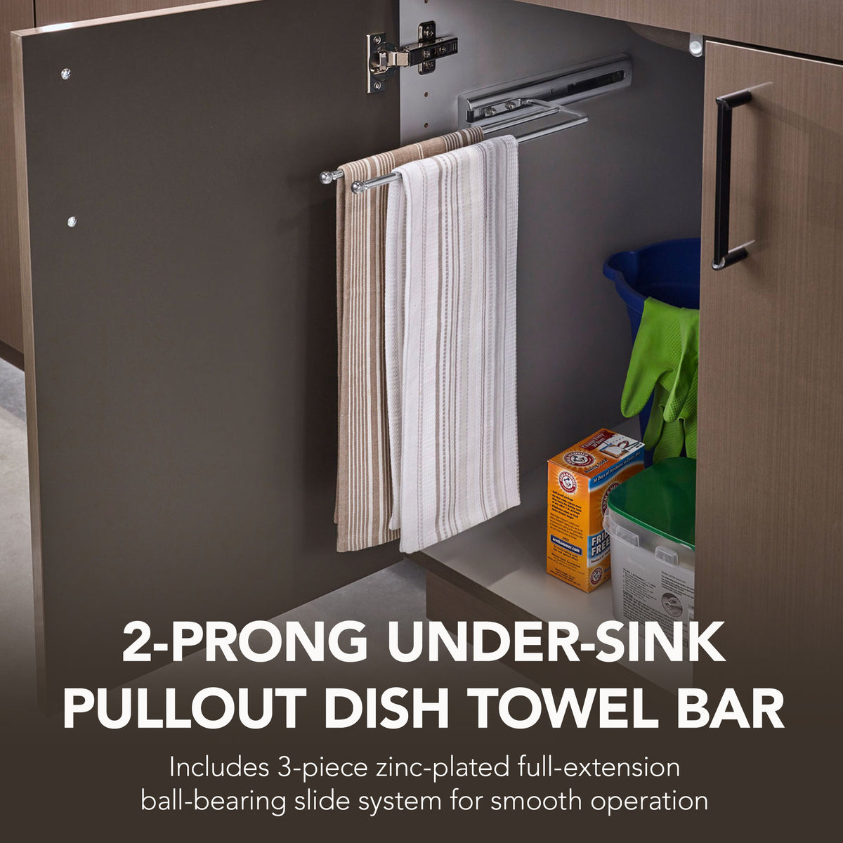 Rev-A-Shelf Pullout Dish Towel Bar Under Kitchen Cabinet, Chrome, 563-51-C