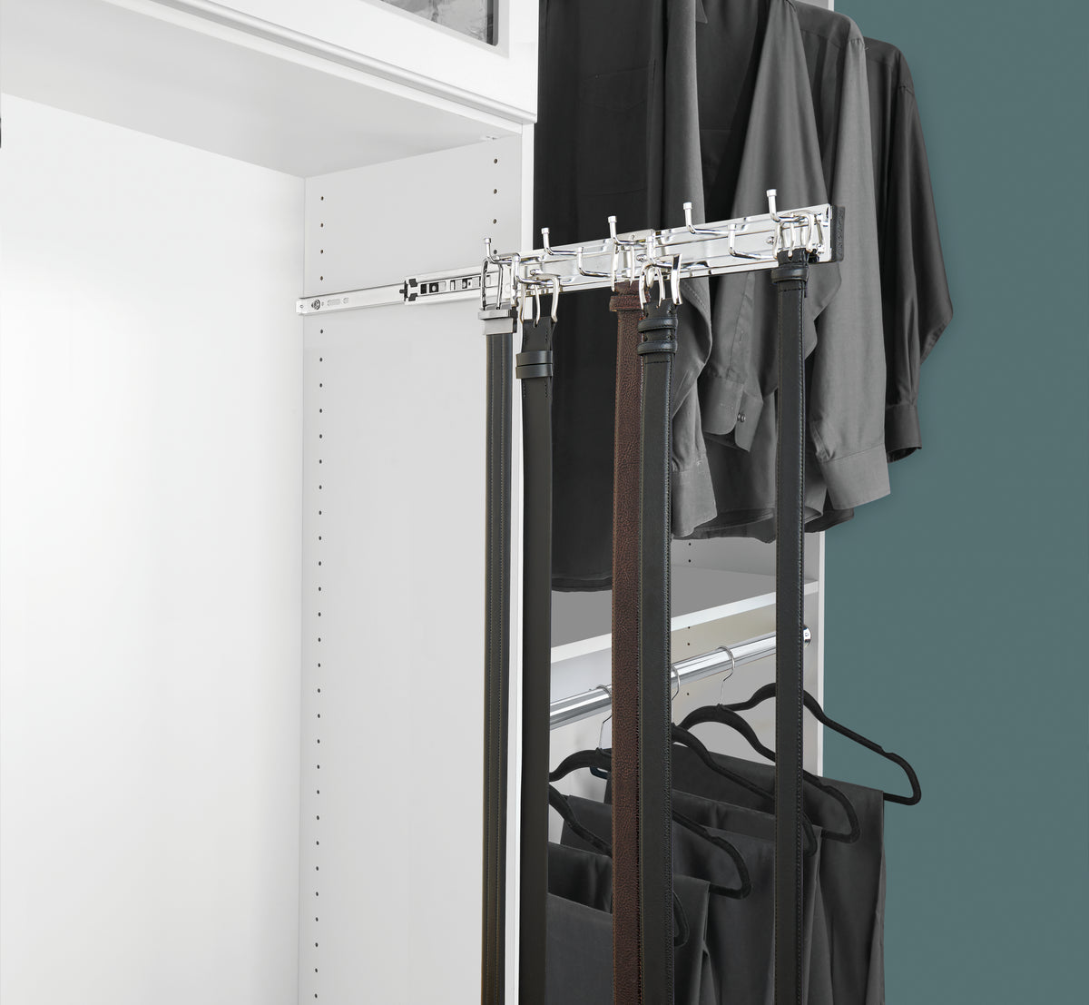 Rev-a-Shelf BRC-14CR 14-Inch Wall Mounted Pullout Belt Rack, Chrome (Open Box)