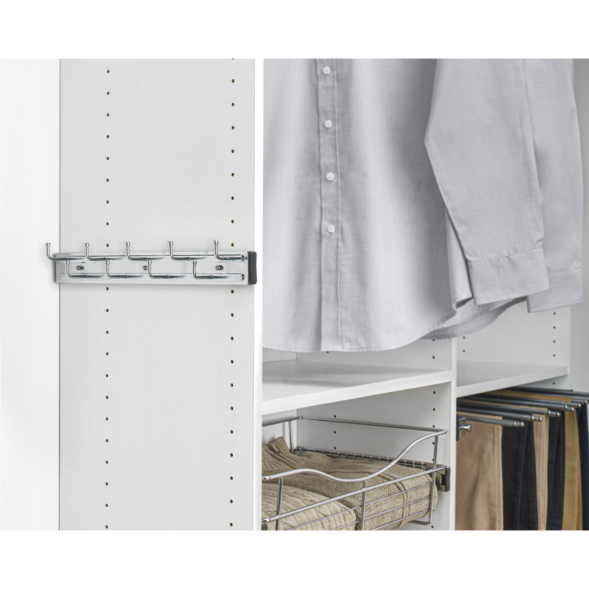 Rev-a-Shelf BRC-14CR 14-Inch Wall Mounted Pullout Belt Rack, Chrome (Open Box)