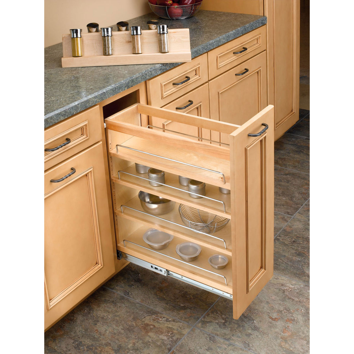 Rev-A-Shelf 448-BC-8C 8" Pullout Kitchen Cabinet Organizer Rack, Maple (Used)