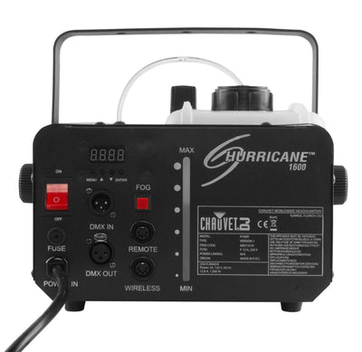 CHAUVET DJ Hurricane 1600 2.4L Fog Machine + 20W Black Light + Fog Juice - VMInnovations