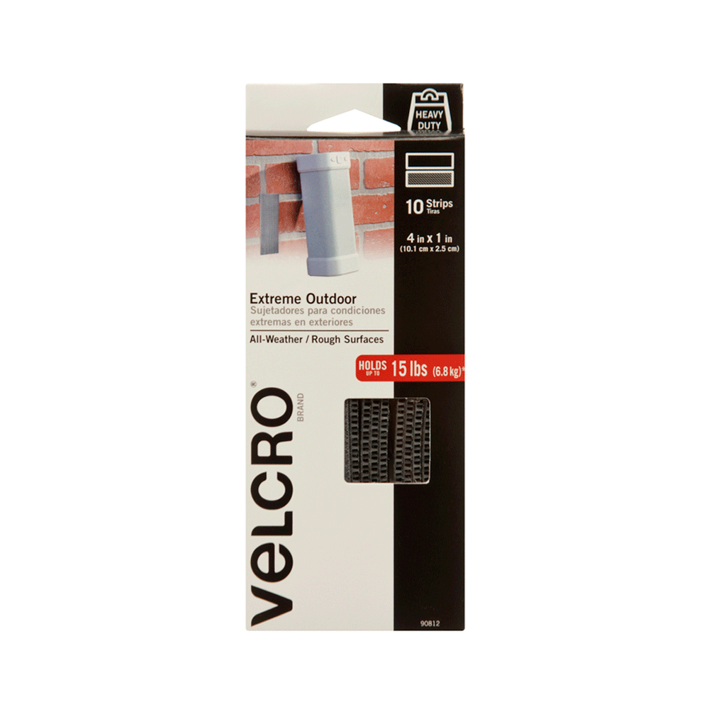 Velcro 1in x 4in Hook and Loop Fastener Set of 10 Strips, Titanium (3 Pack)