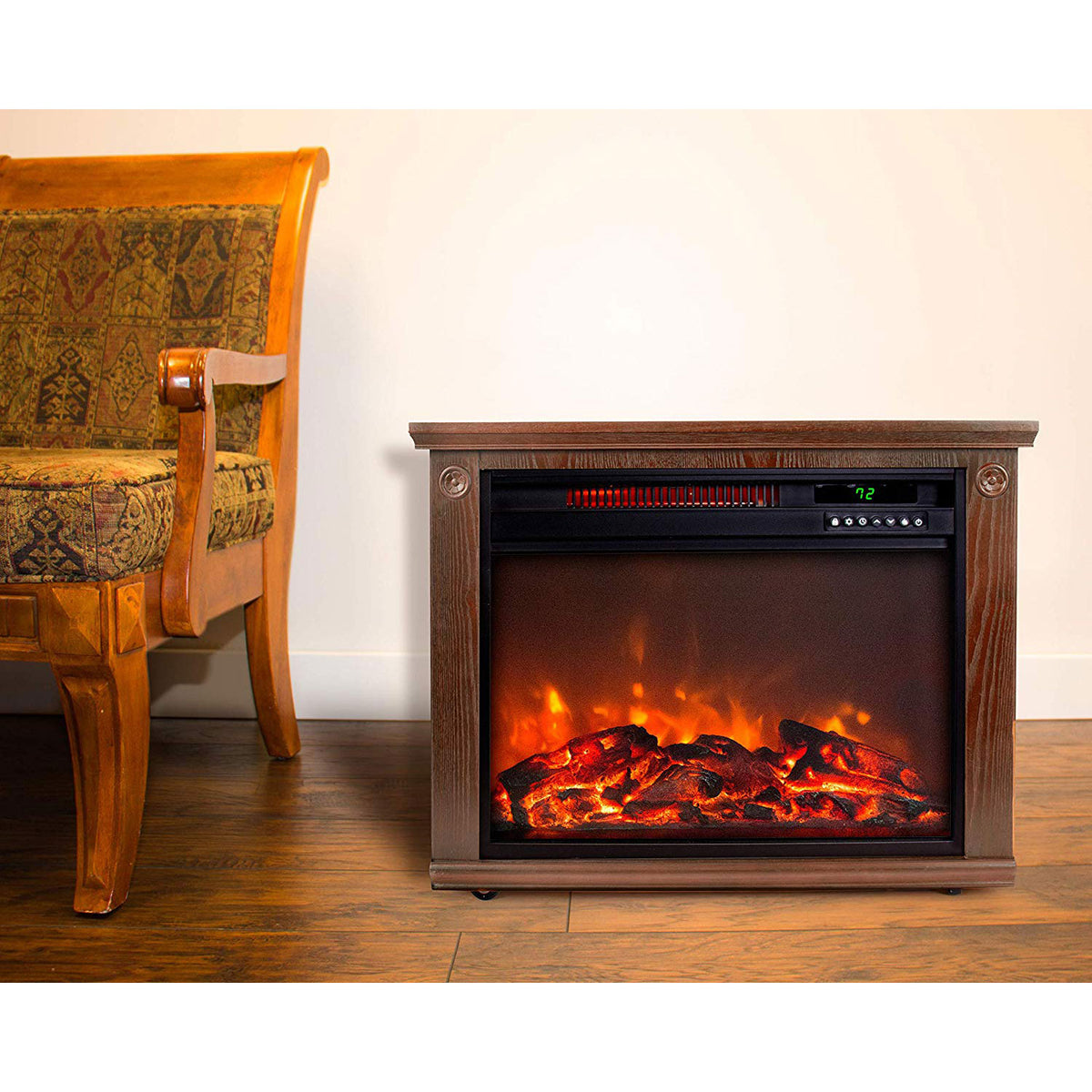 Lifesmart Large Room Quartz Infrared Fireplace Area Heater, Oak (Open Box)