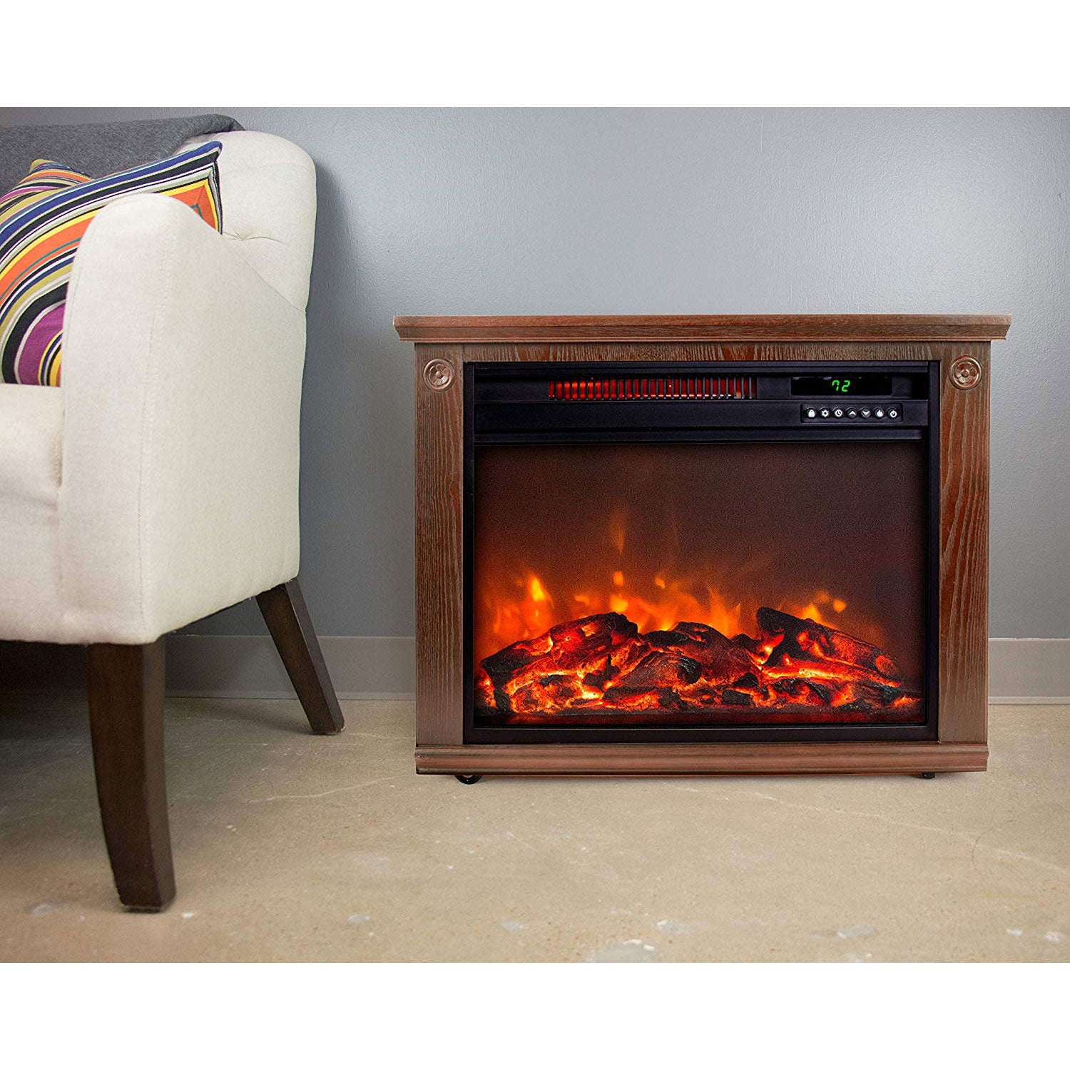 Lifesmart Large Room Quartz Infrared Fireplace Area Heater, Oak (Used)