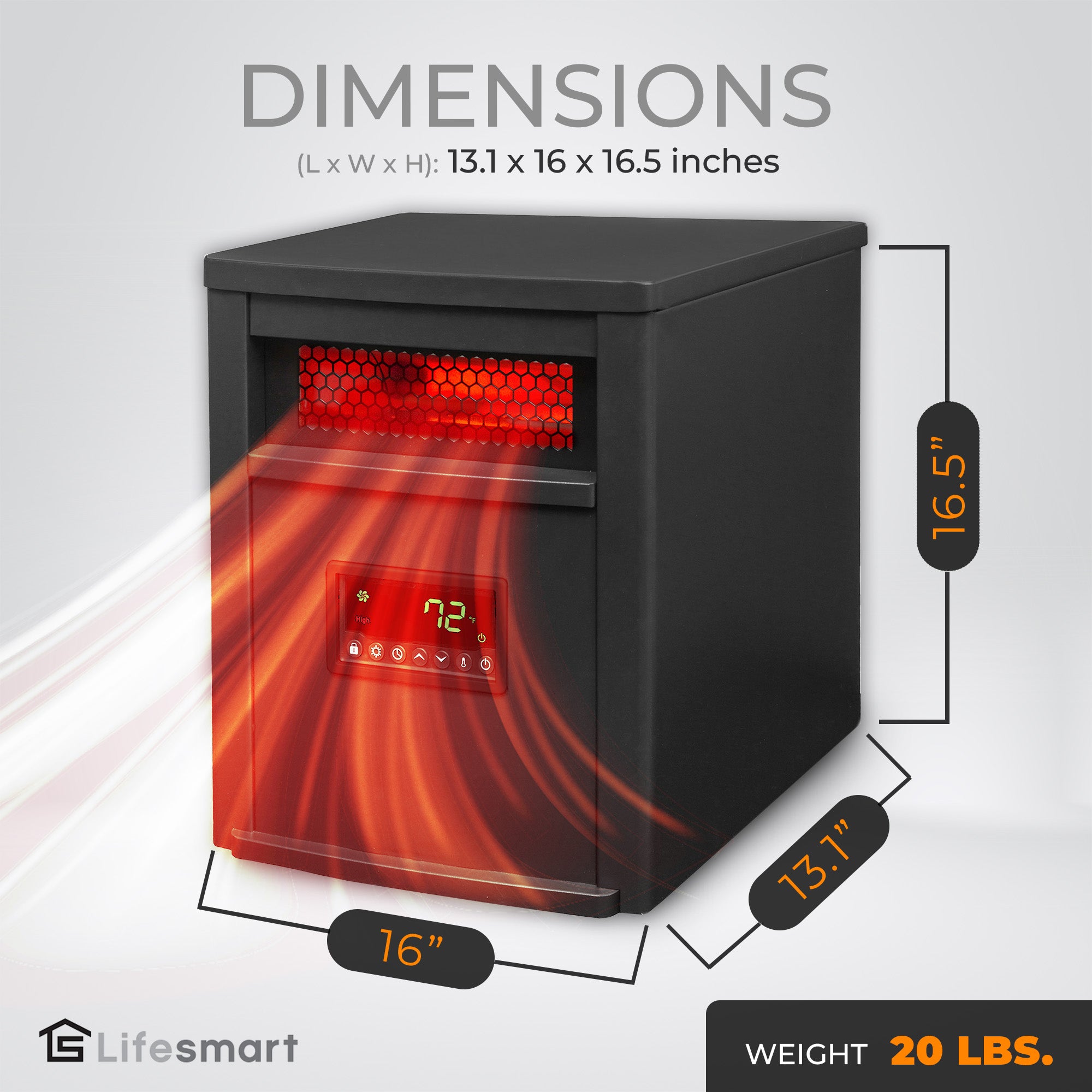 Lifesmart 8 Element 1500W Electric Infrared Quartz Space Heater (Open Box) - VMInnovations