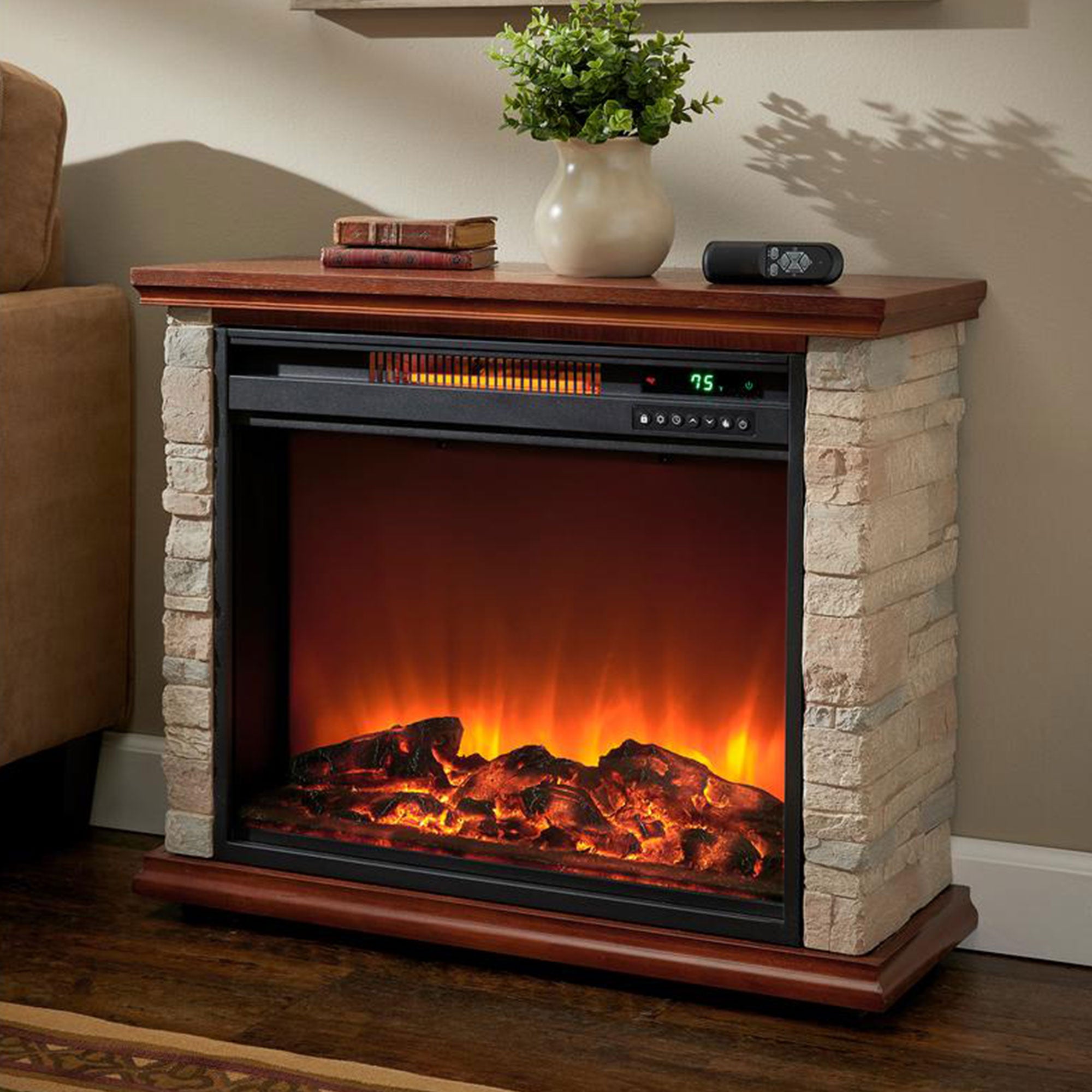 LifeSmart 1500 W Portable Electric Infrared Quartz Fireplace Heater (Used) - VMInnovations