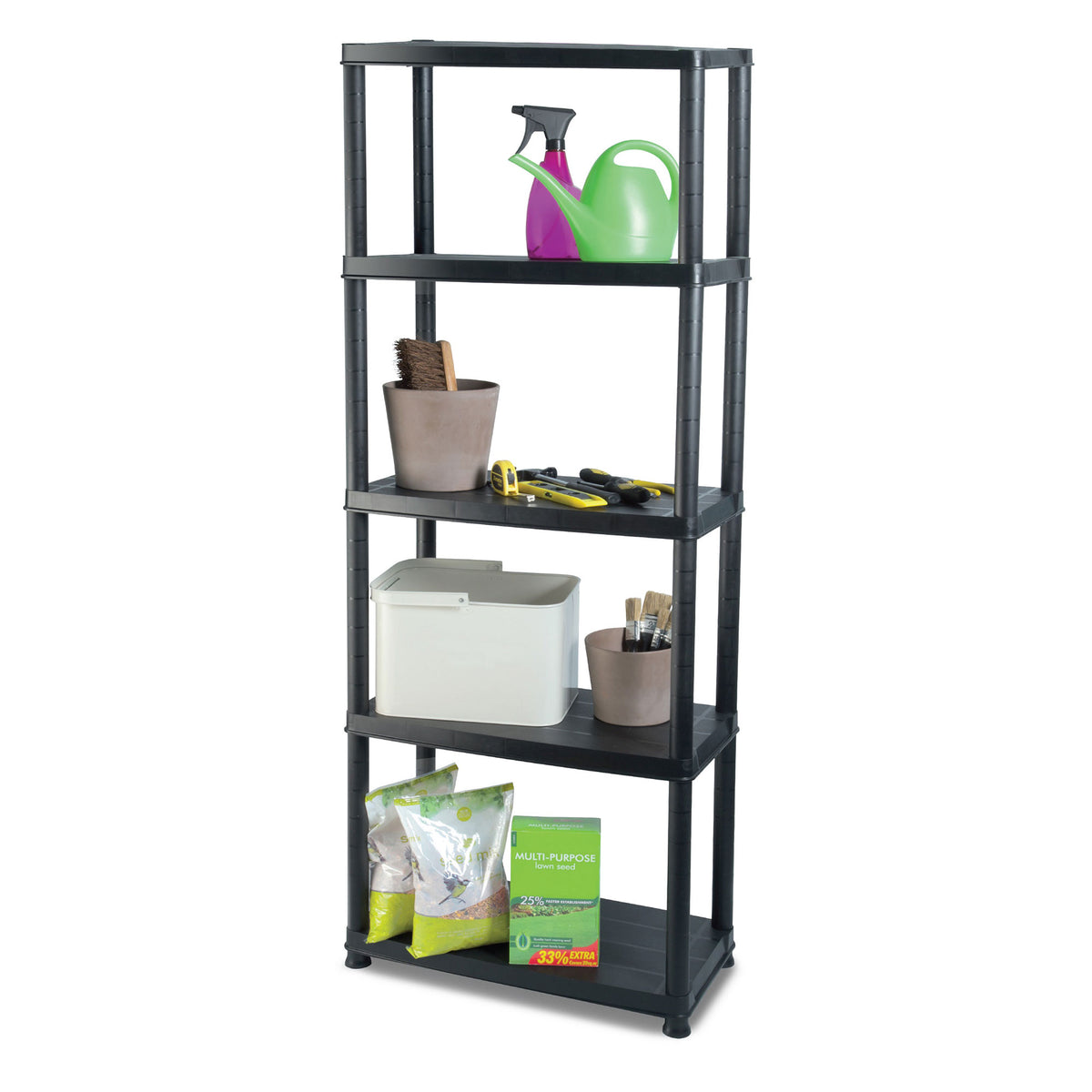 Ram Quality Products Platin 15 inch 5 Tier Plastic Storage Shelves (For Parts)