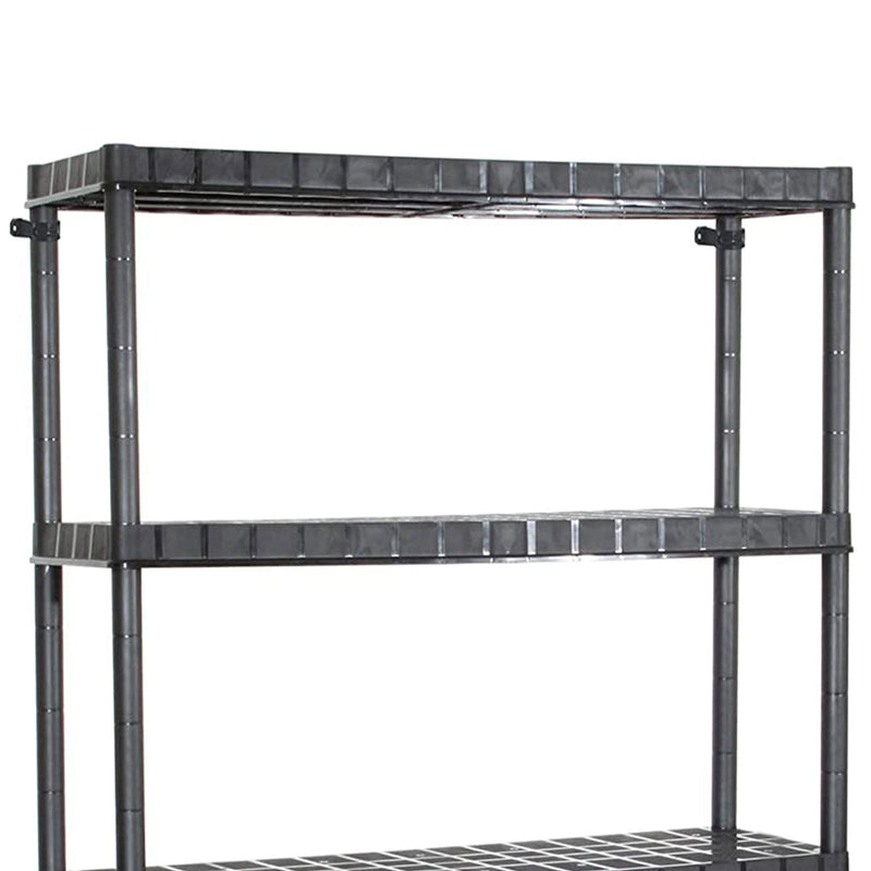 Ram Quality Products Optimo 16 inch 5 Tier Plastic Storage Shelves, Black - VMInnovations