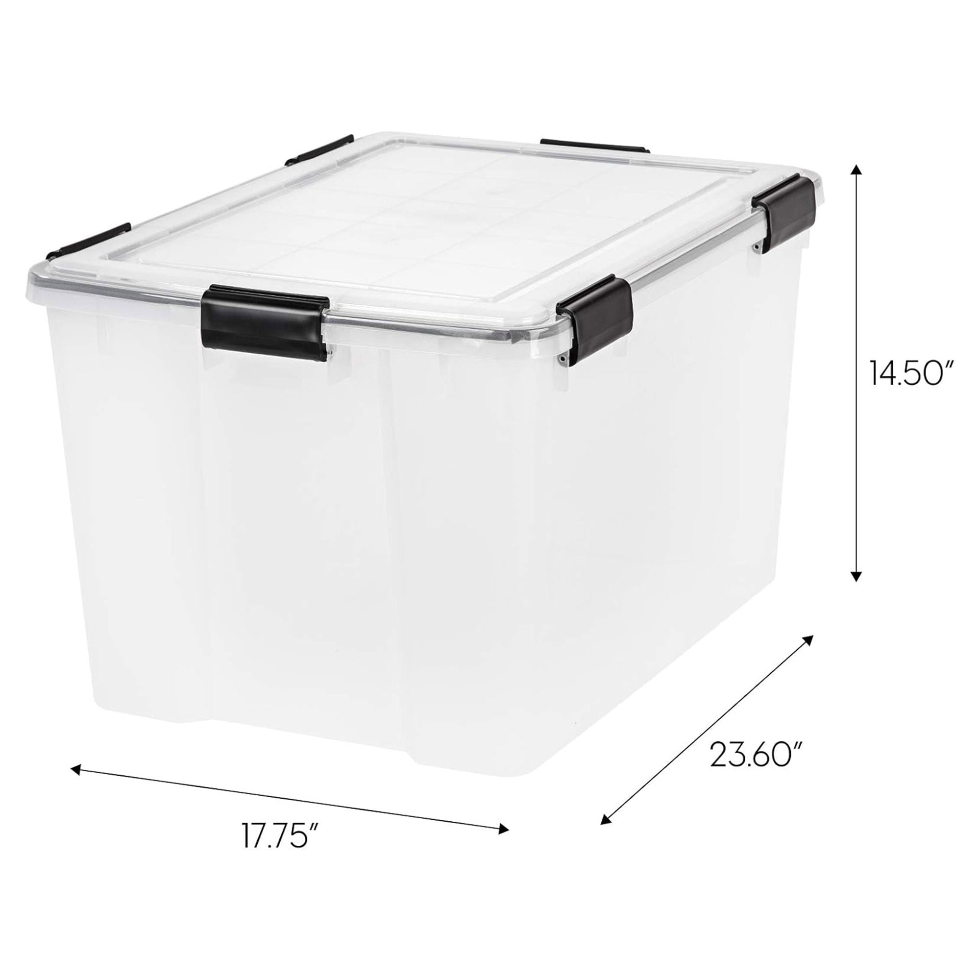 IRIS USA Clear Weathertight 74 Quart Buckle Down Storage Box Container, (4 Pack)