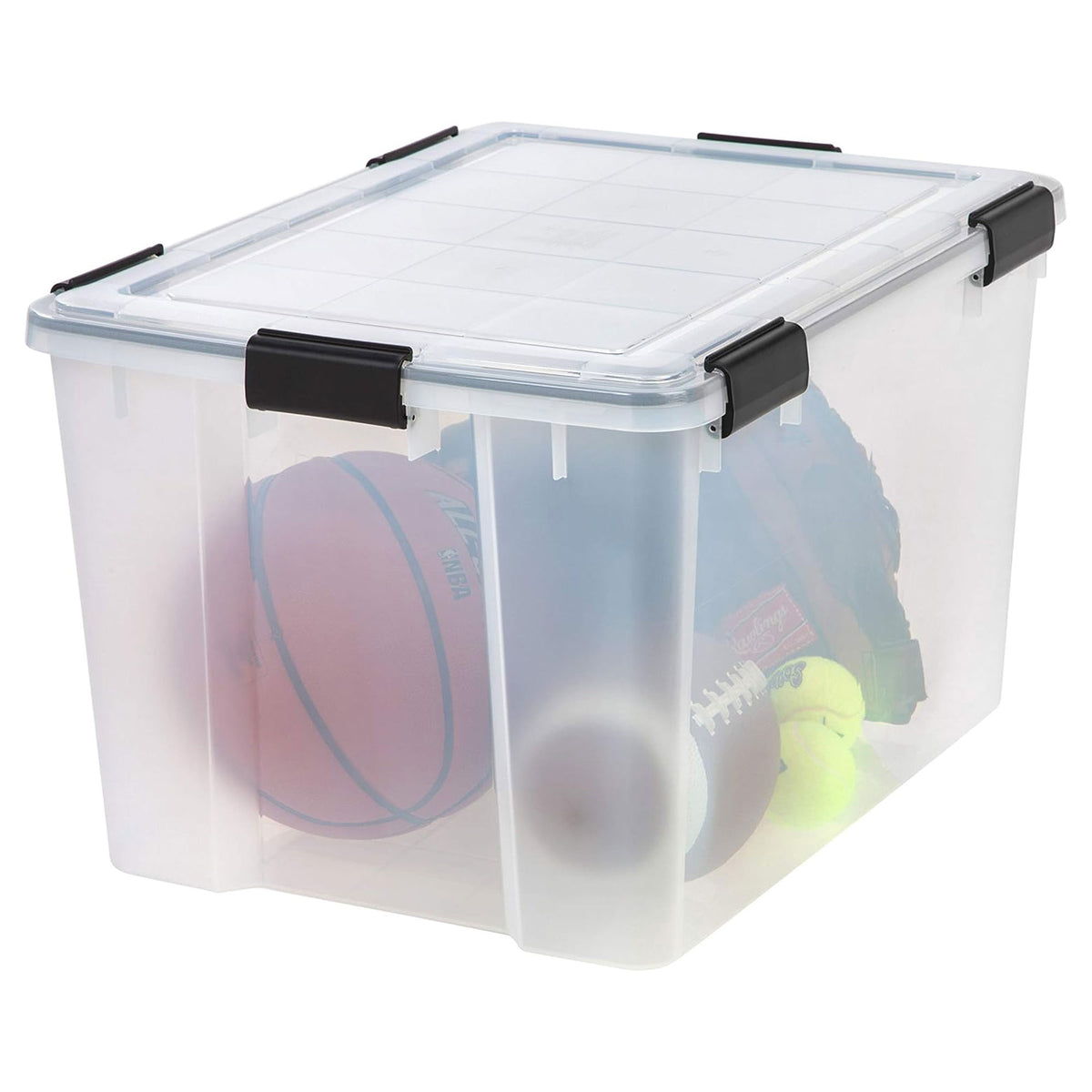 IRIS USA Clear Weathertight 74 Quart Buckle Down Storage Box Container, (4 Pack)