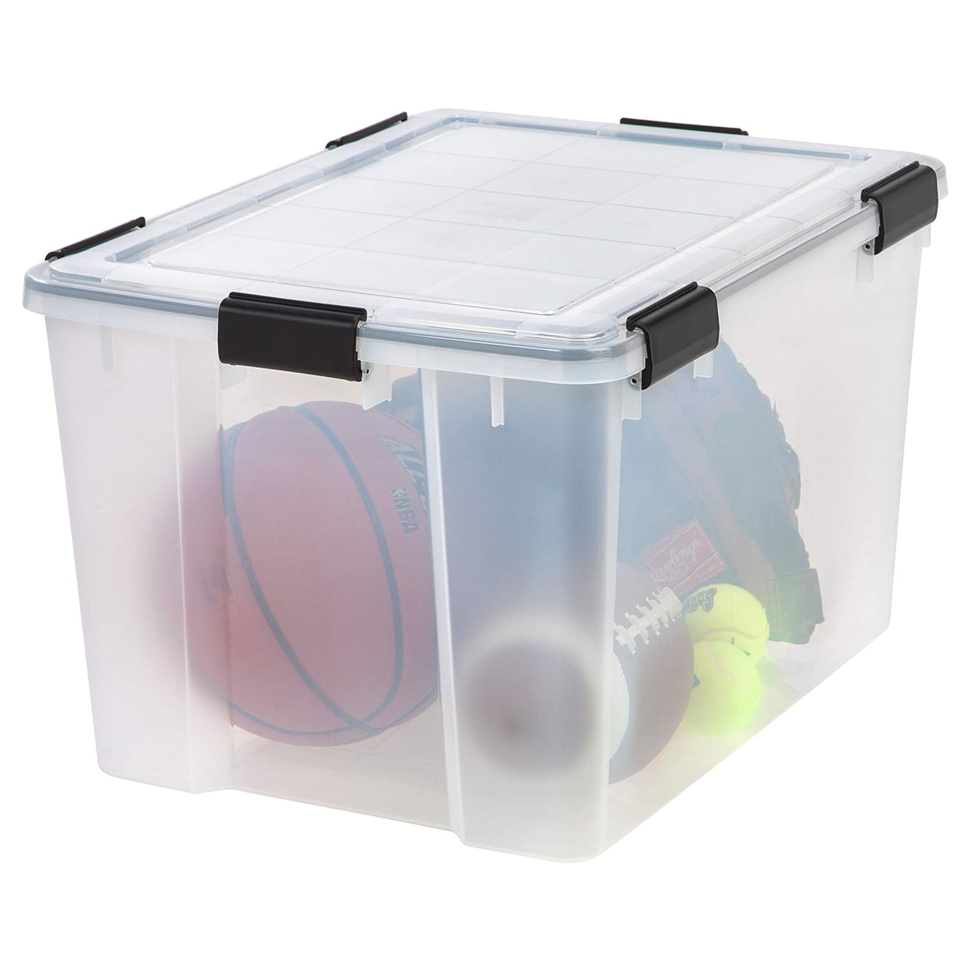 IRIS USA Clear Weathertight 74 Quart Buckle Down Storage Box Container, (4 Pack)