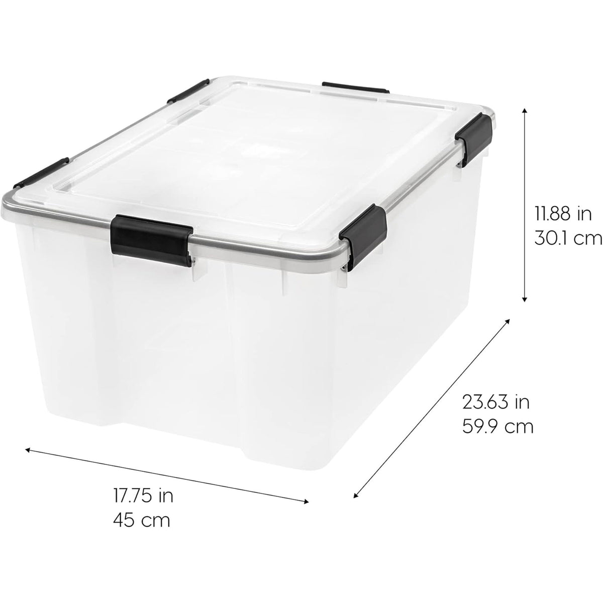 IRIS USA 8 Pack 62.8 Qt Storage Bins Plastic Gasket Box with Tight Latching Lids