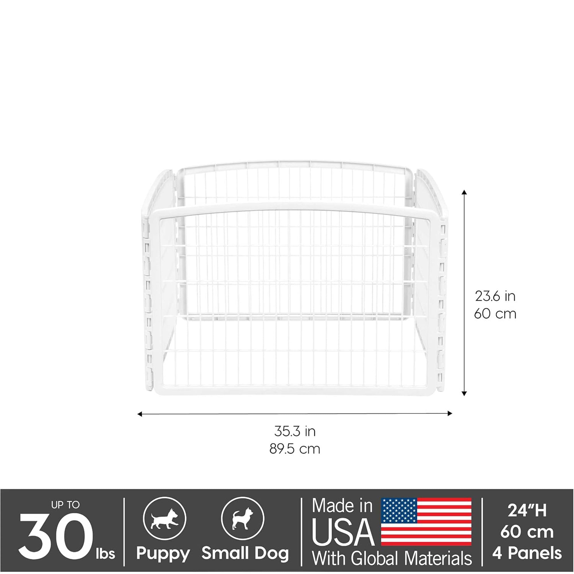 IRIS USA 4 Panel 3 Foot 24 Inch High Plastic Pet Play Pen, White (Open Box) - VMInnovations