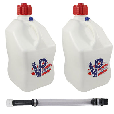 VP Racing Fuels 5.5 Gal Utility Patriotic Container (2 Pack) with 14 Inch Hose