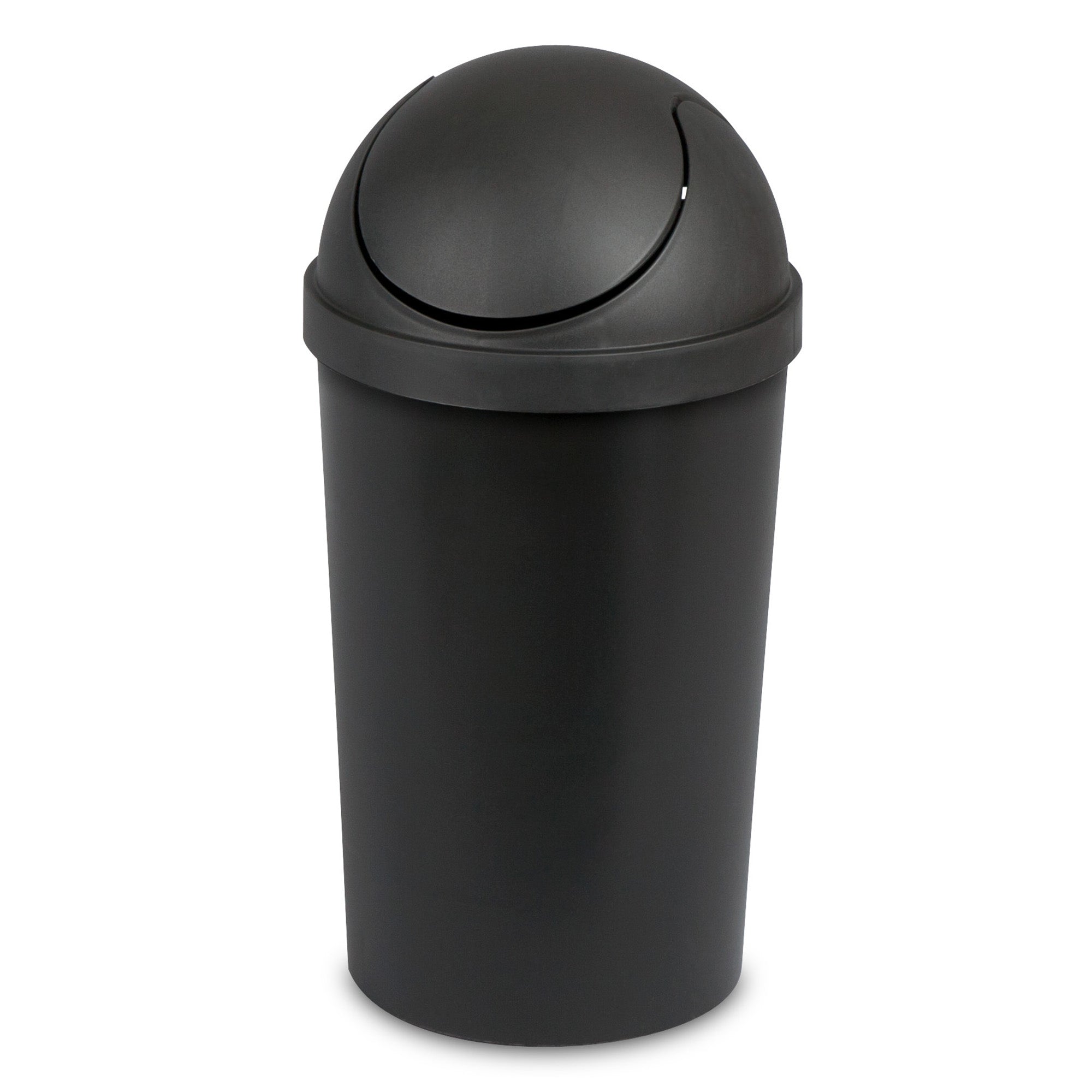 Sterilite 10839006 3 Gallon Round Swing Top Plastic Wastebasket, Black (12 Pack) - VMInnovations