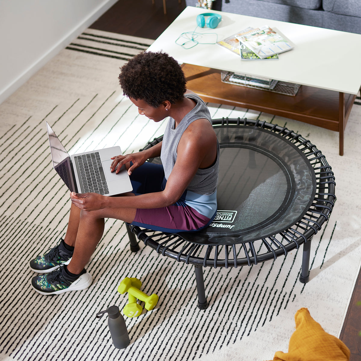 JumpSport 200 Fitness Rebounder Mini Trampoline for In Home Cardio Fitness