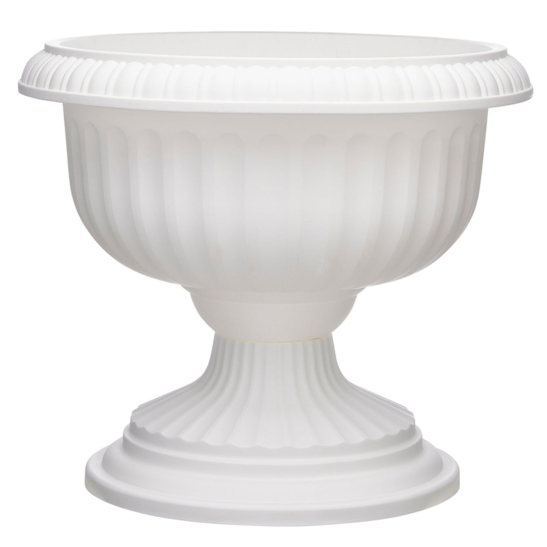 Southern Patio Dynamic Design Outdoor 18 In Resin Grecian Urn Planter Pot, White - VMInnovations
