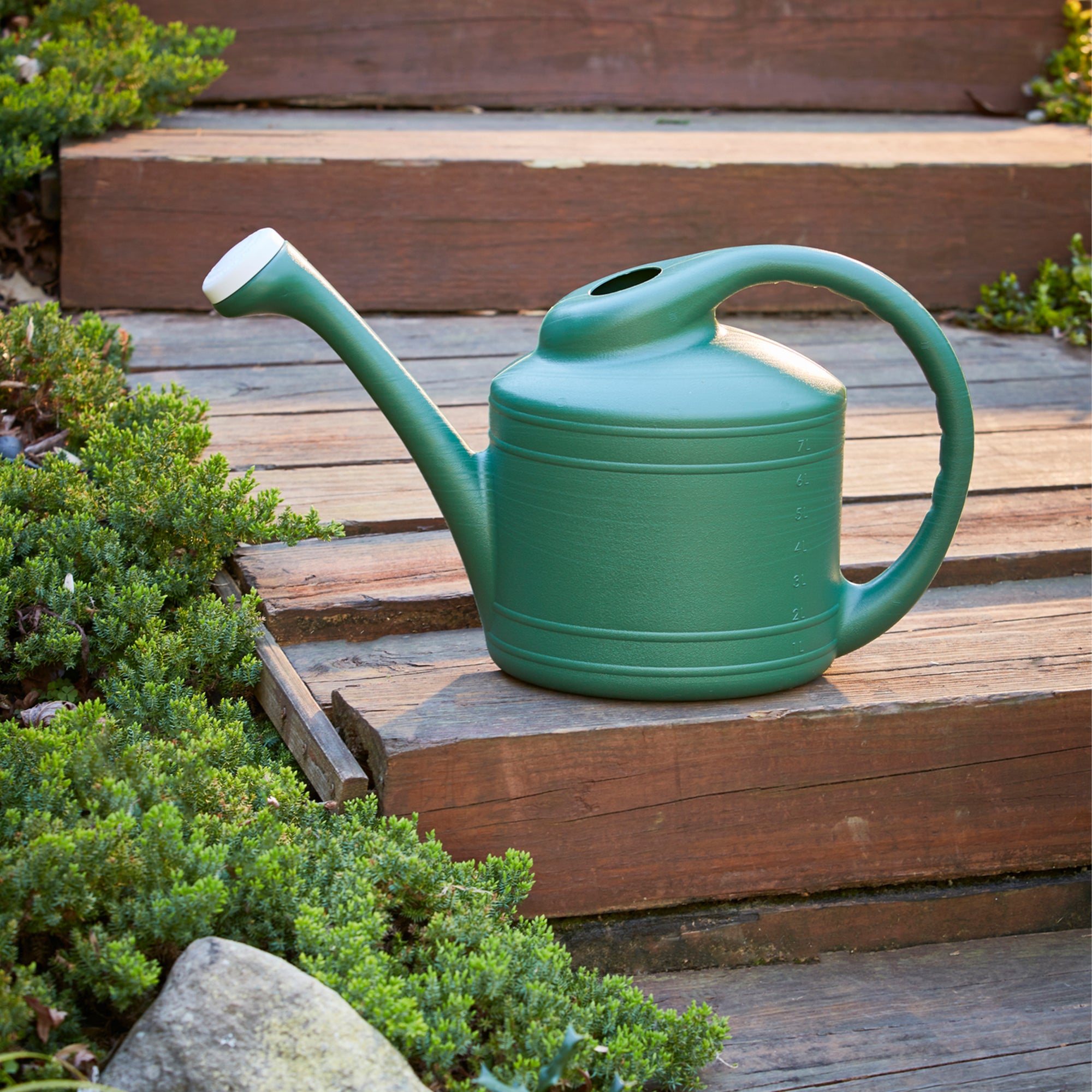 Southern Patio Large 2 Gallon Plastic Rainfall Garden Plant Watering Can, Green - VMInnovations