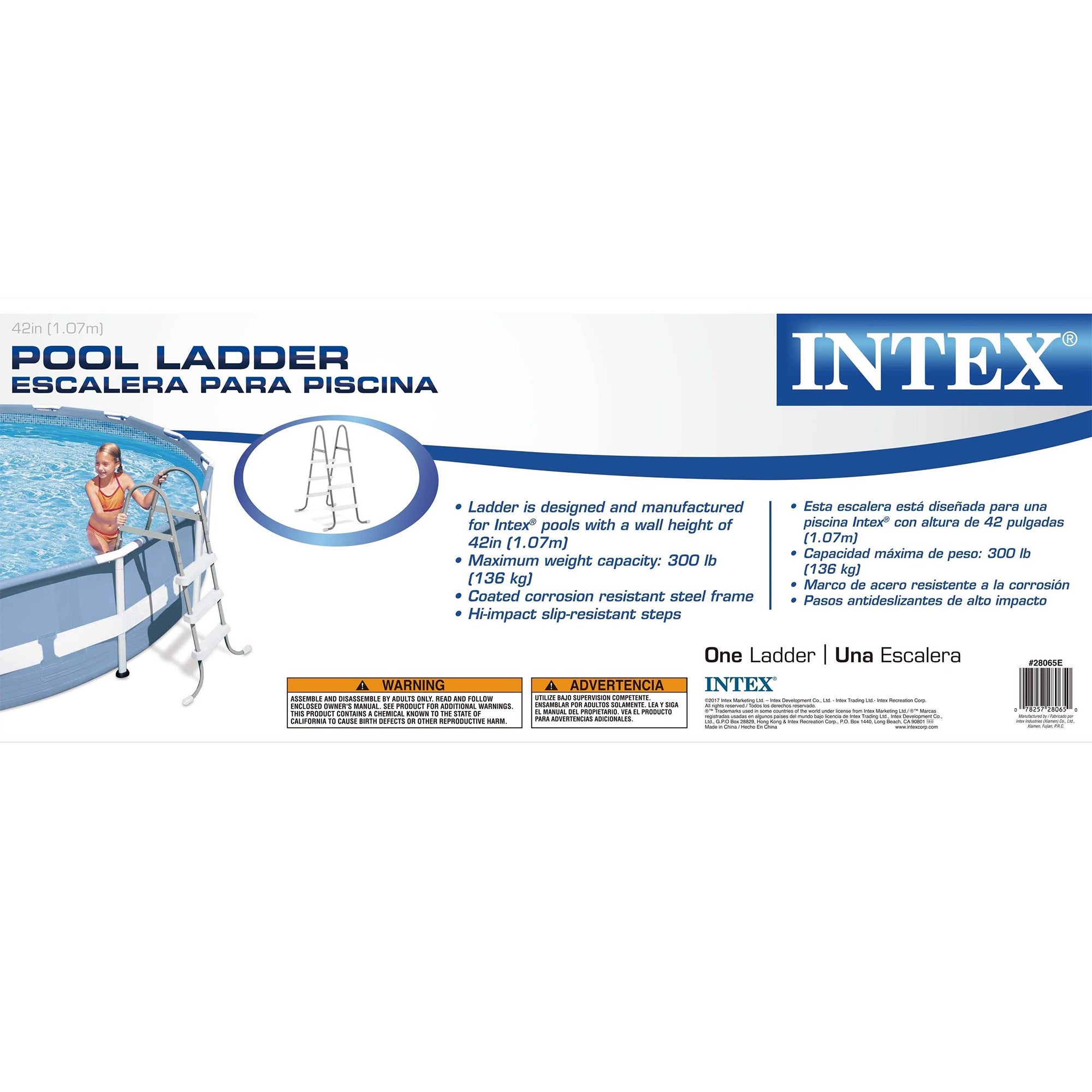Intex Above Ground Steel Frame Pool Ladder 42-Inch + Protective Pool Ladder Mat
