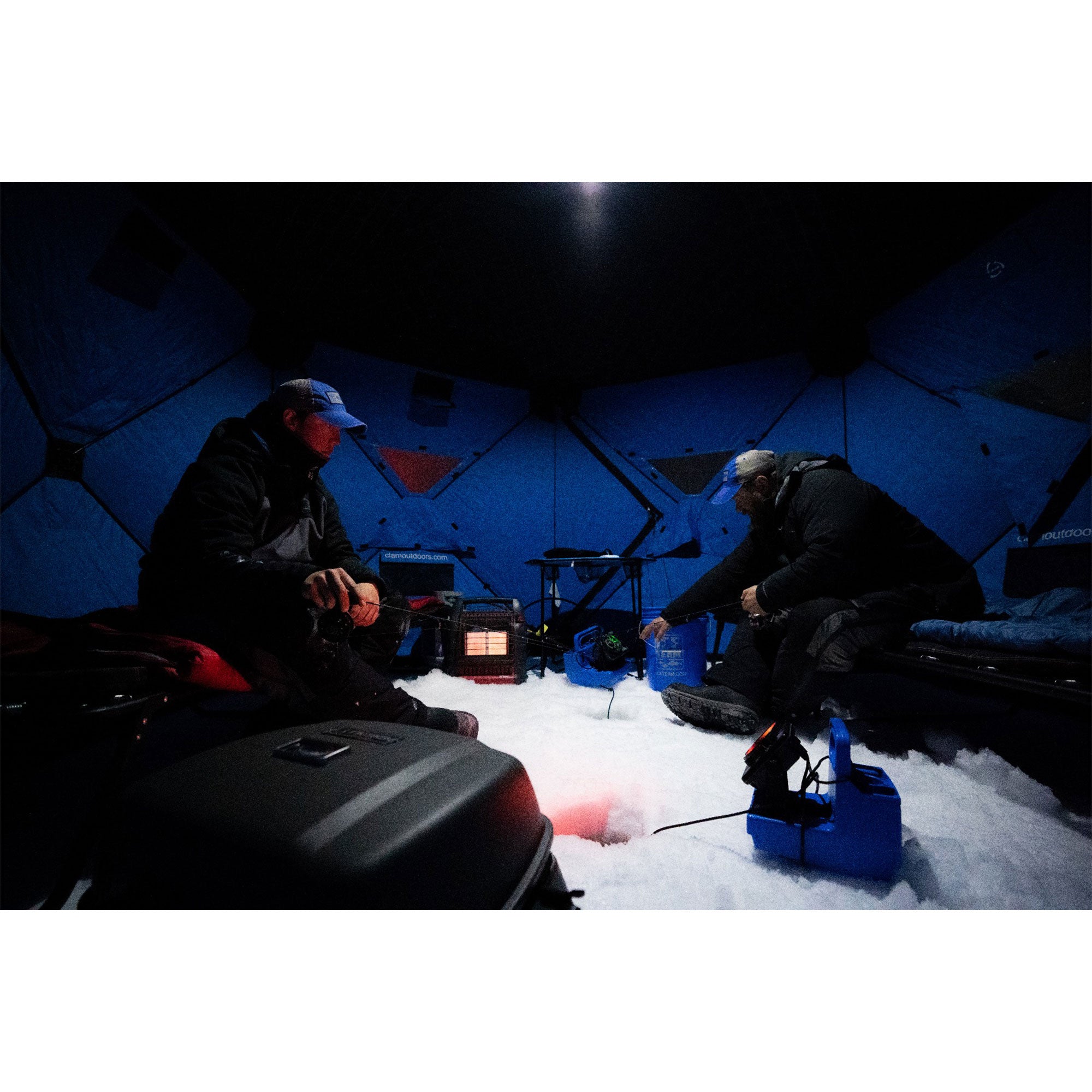 Clam C-890 Portable 11.5 Foot Pop Up Ice Fishing Angler Hub Shelter, Blue (Used) - VMInnovations