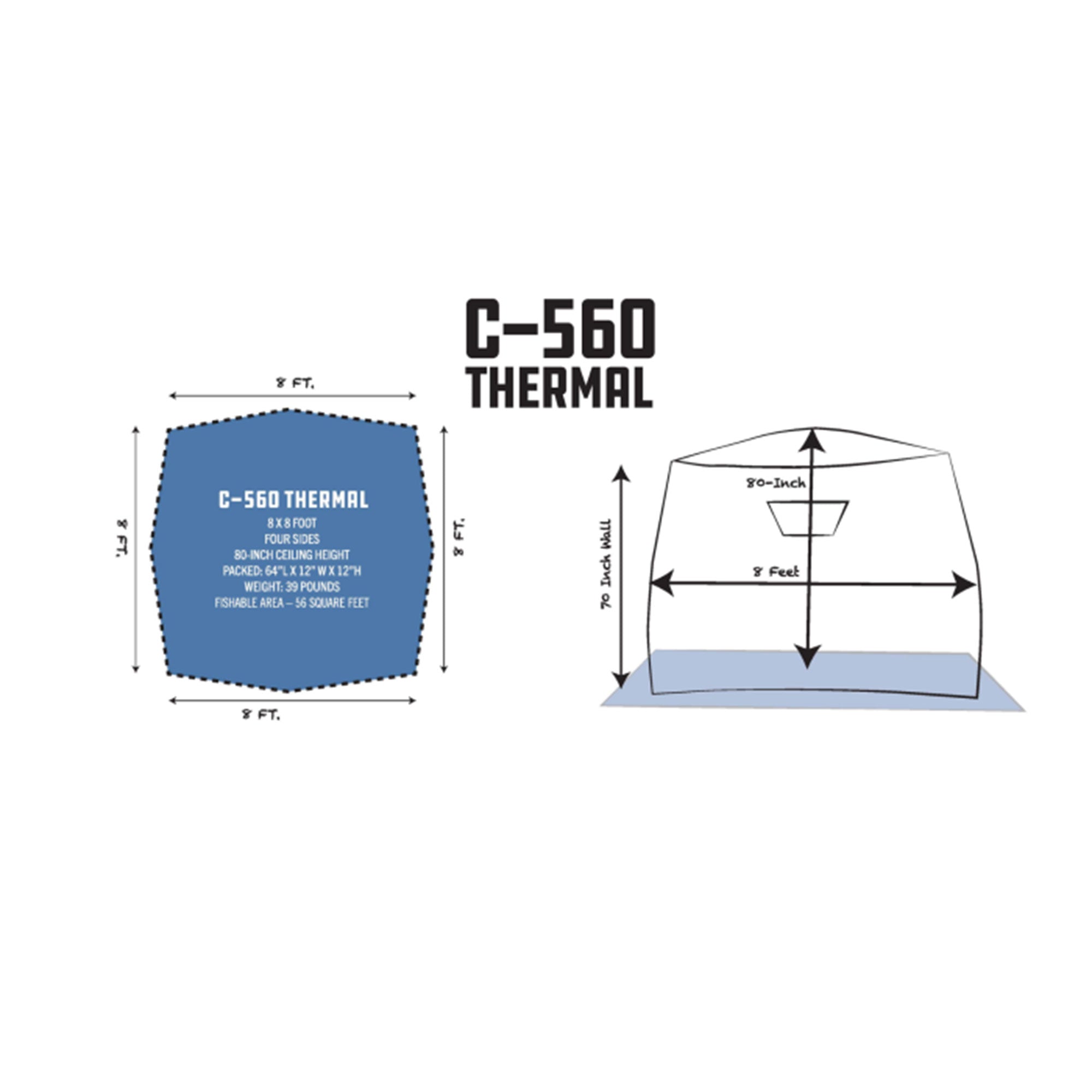 Clam 14476 7.5 Foot Pop Up Ice Fishing Angler Hub Shelter, Blue (Open Box) - VMInnovations