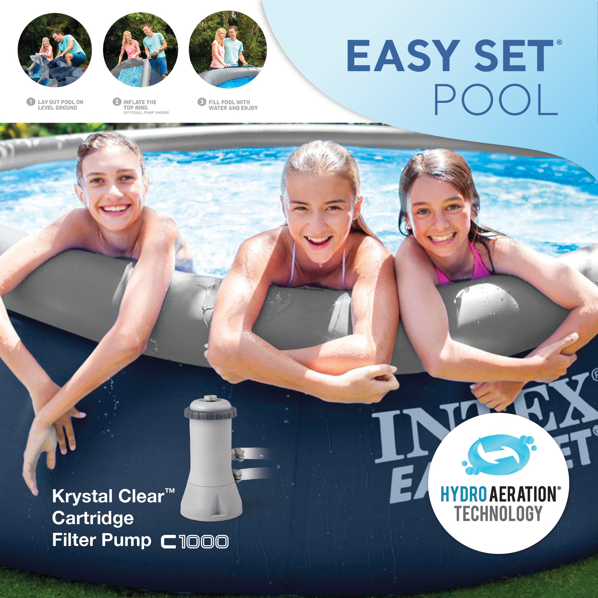 Intex Easy Set 15ft x 42in Inflatable Above Ground Pool w/ Pump (Damaged)