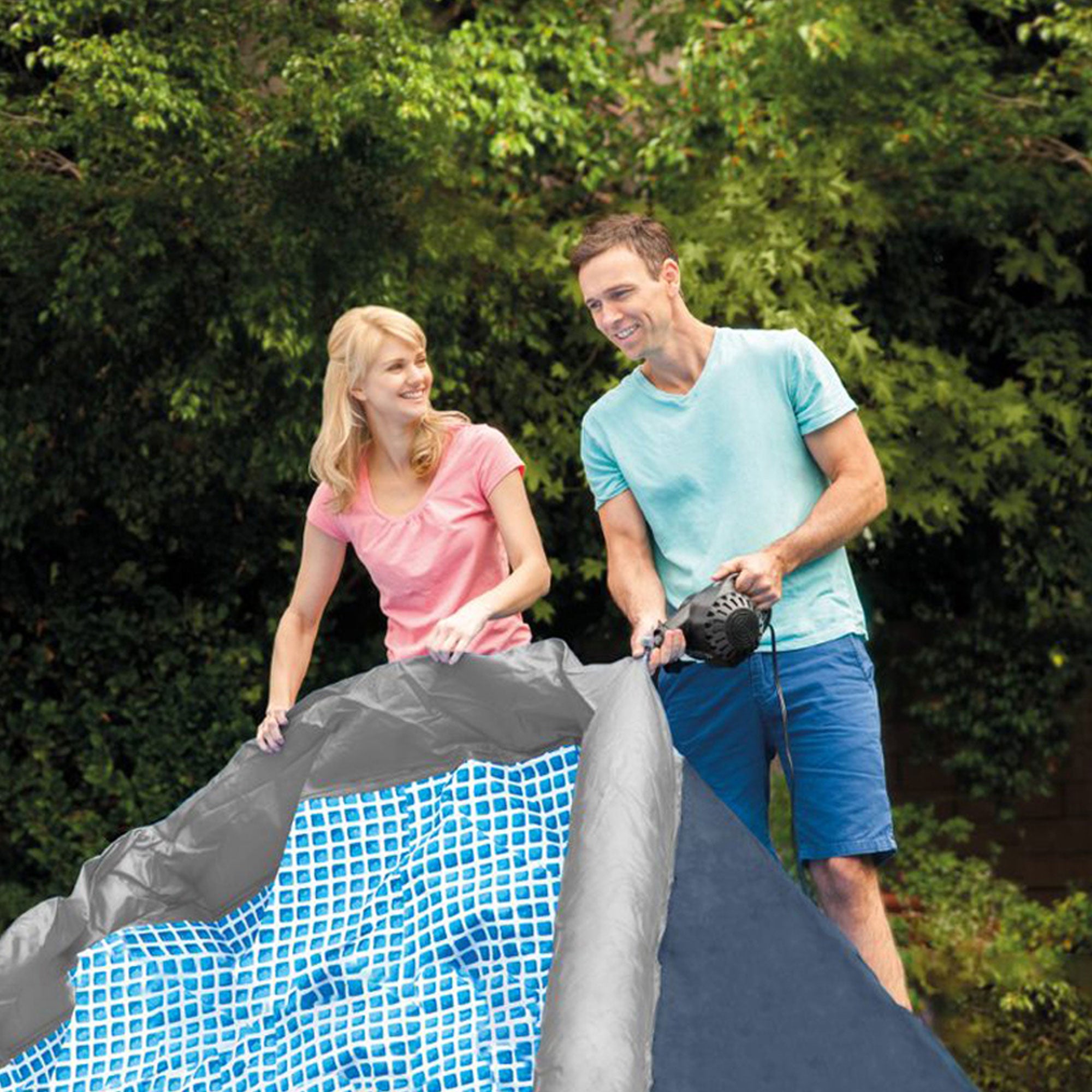 Intex Easy Set 15ft x 42in Inflatable Above Ground Pool w/ Pump (Damaged)