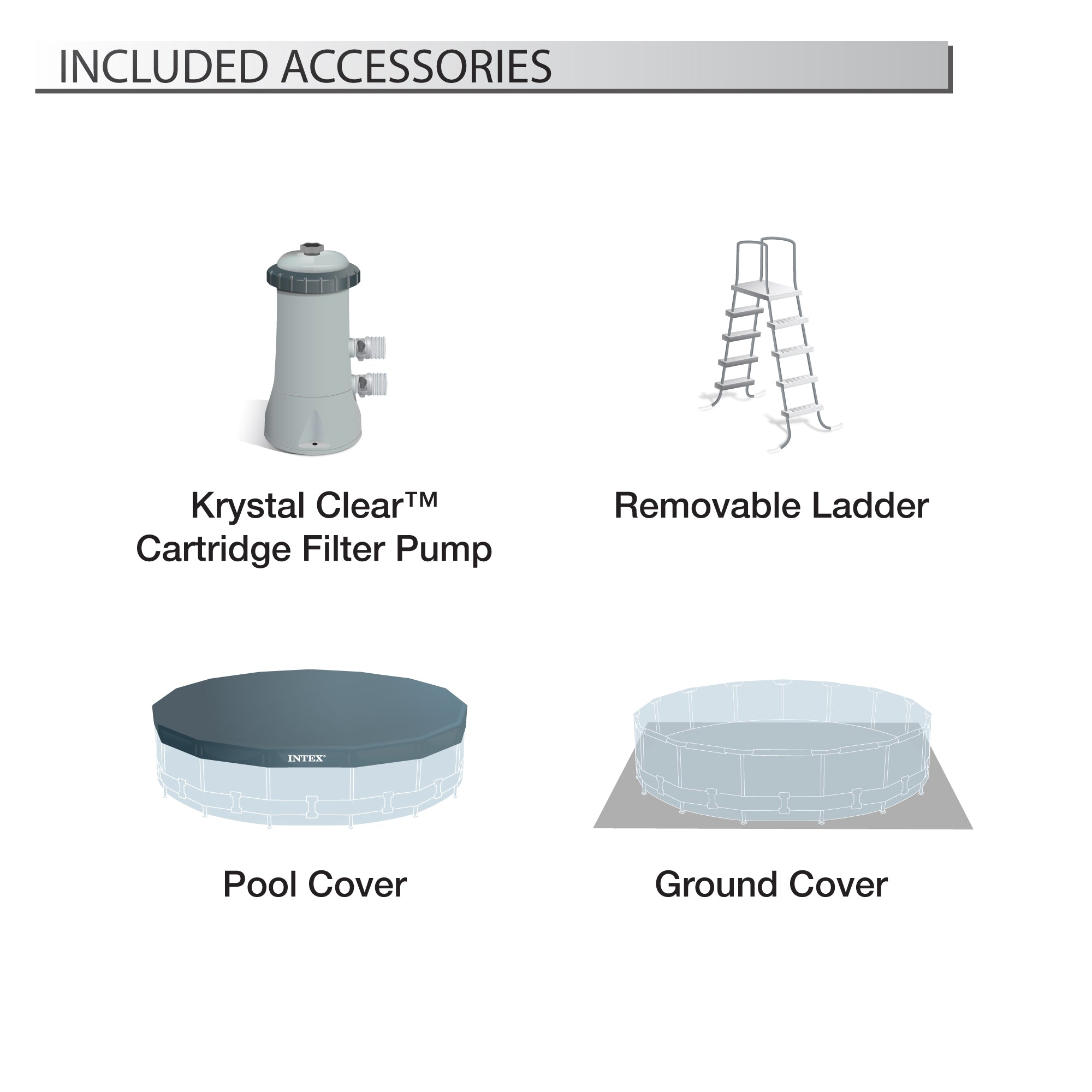 Intex 15ftx48in Prism Steel Frame Pool Set with Cover, Ladder & Pump (For Parts) - VMInnovations