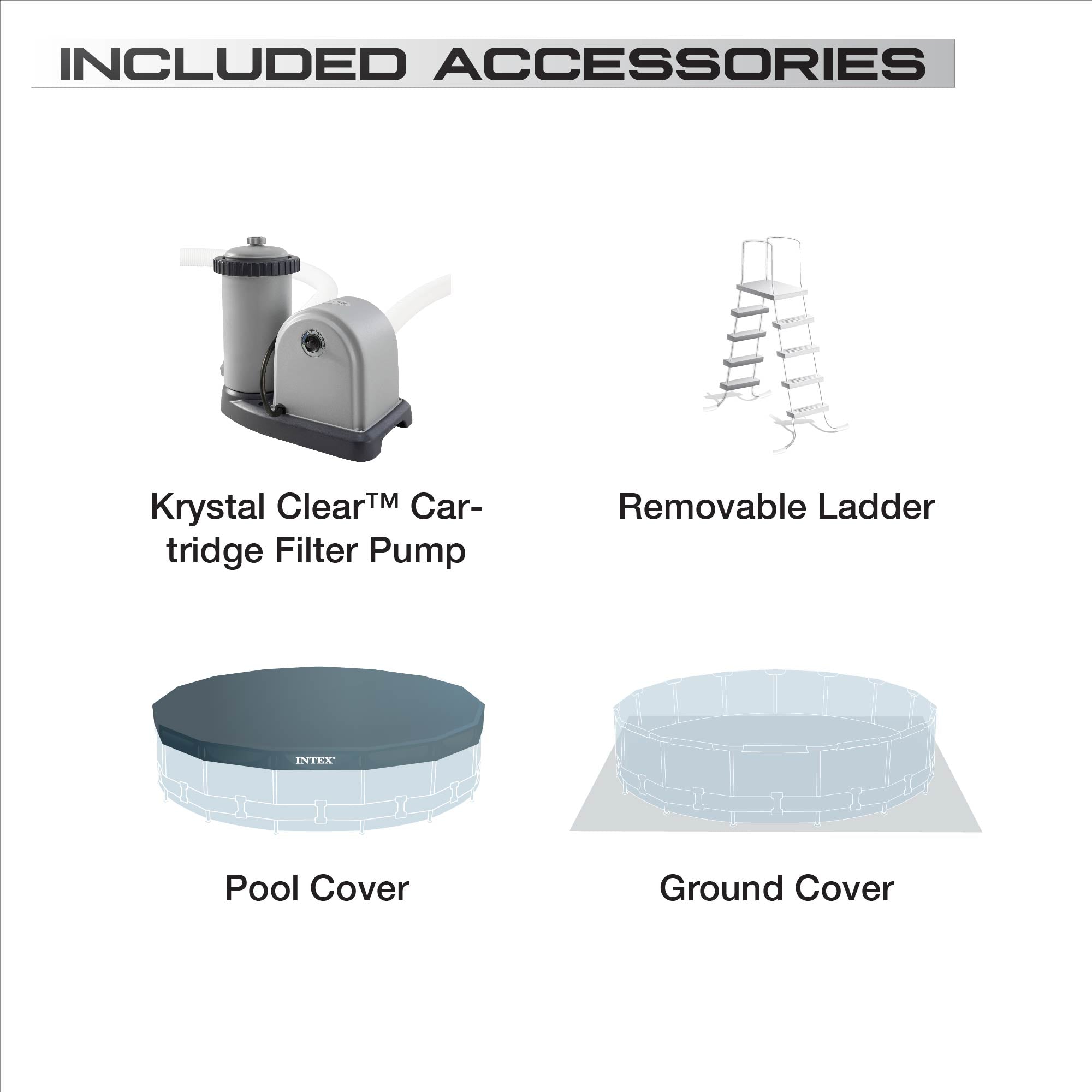 Intex Greywood Prism 18ftx48in Frame Above Ground Pool Set with Pump (For Parts) - VMInnovations