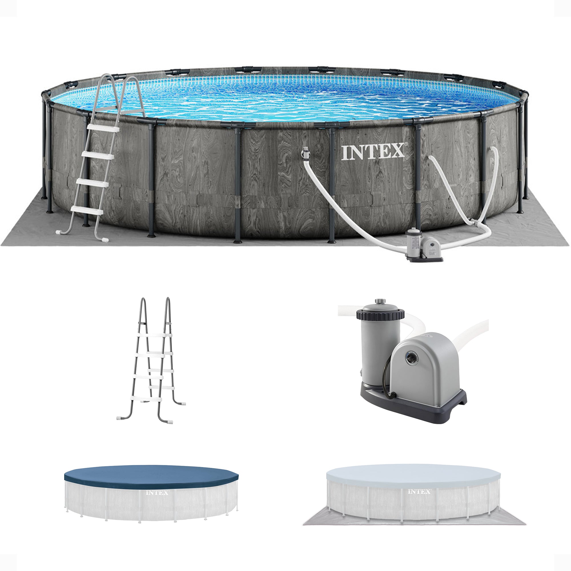 Intex Prism Frame 18'x48" Round Above Ground Outdoor Swimming Pool Set(Used) - VMInnovations
