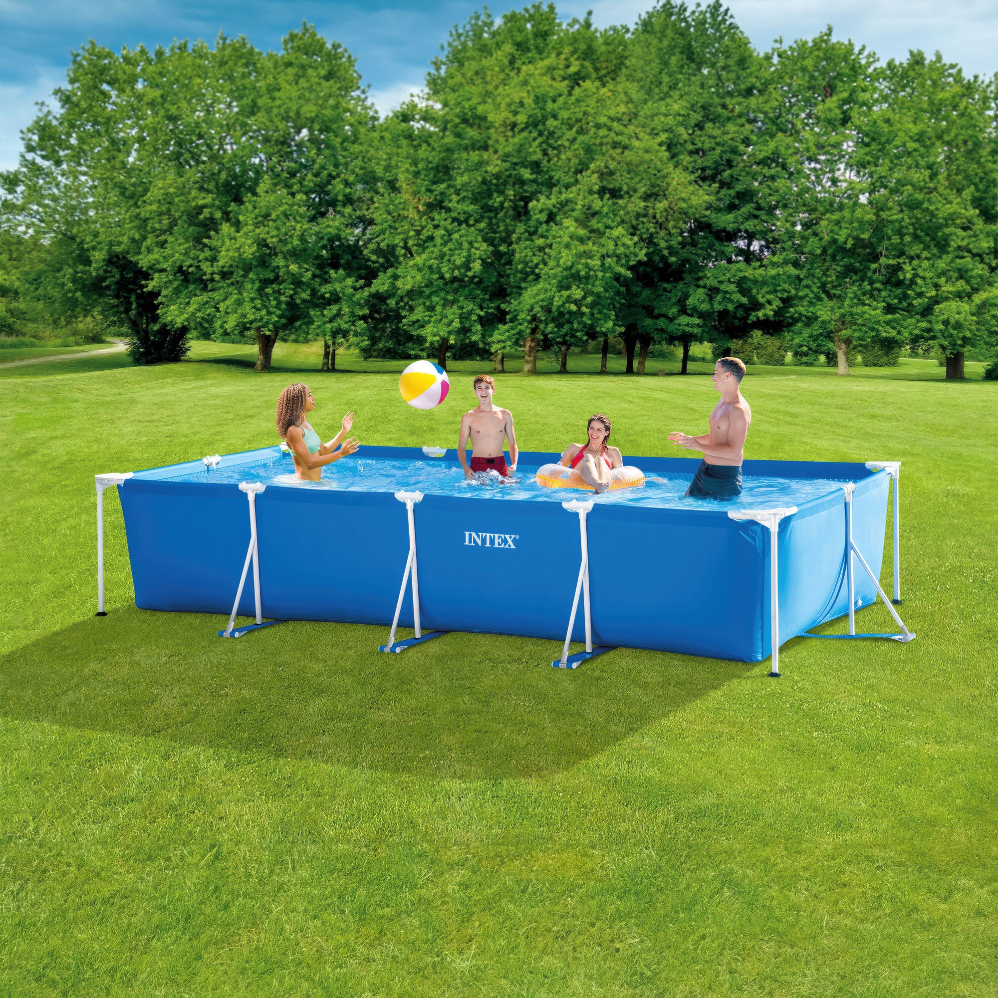 Intex 14.75ft x 33In Kids Rectangular Frame Above Ground Swimming Pool (Used) - VMInnovations