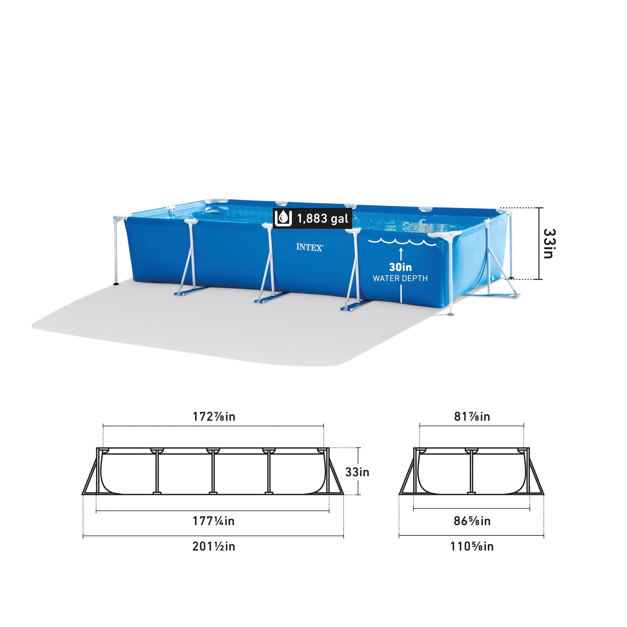 Intex 14.75ft x 33In Kids Rectangular Frame Above Ground Swimming Pool (Used) - VMInnovations