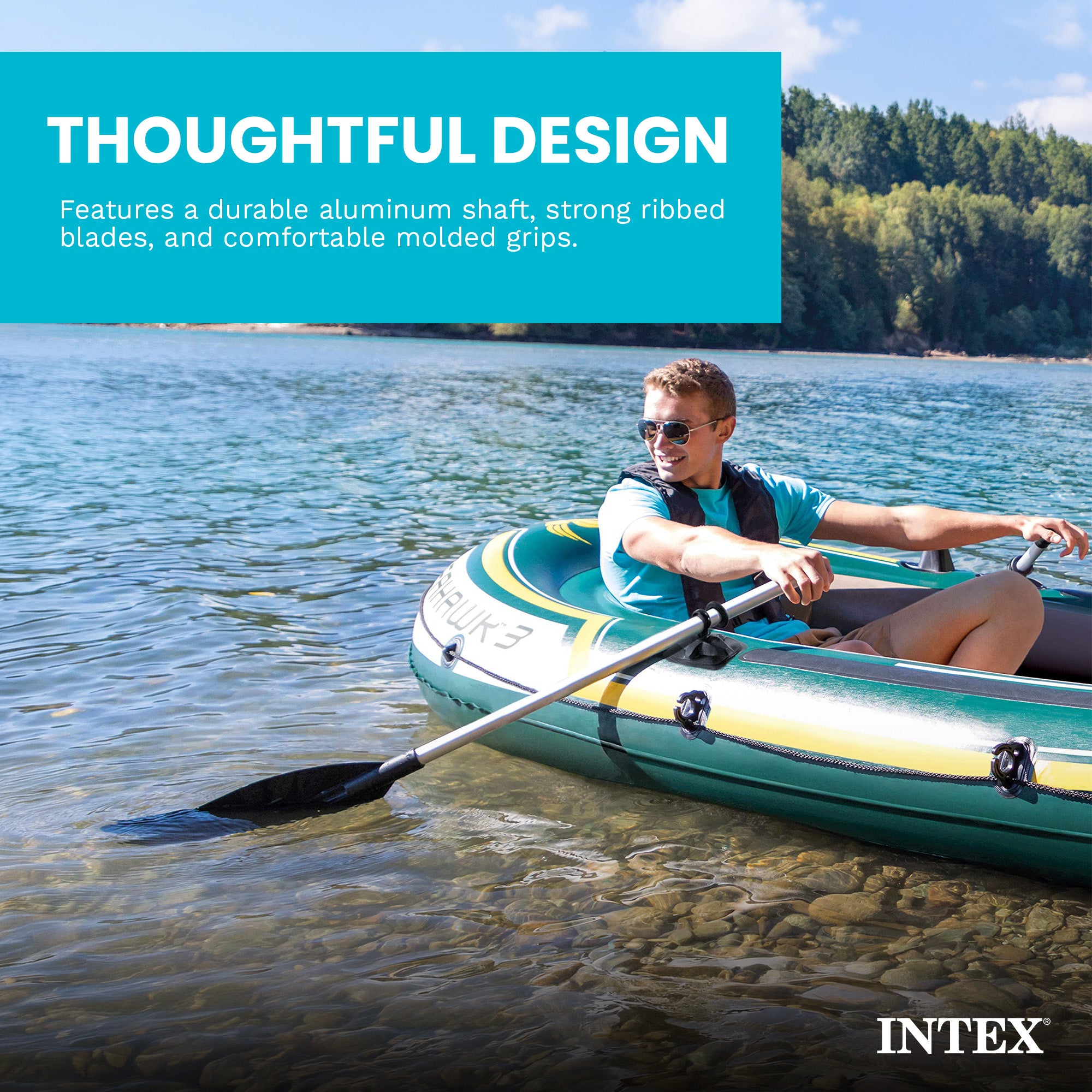 Intex 69625E 54 Inch Paddle 2 Piece Dual Purpose Inflatable Boat Oars, Pair - VMInnovations