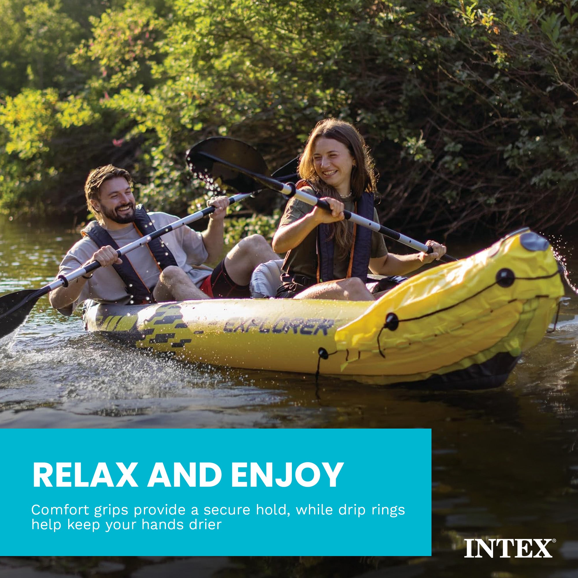 Intex 69629E 86" Lightweight Aluminum Double Oar Inflatable Kayak Paddle, Black