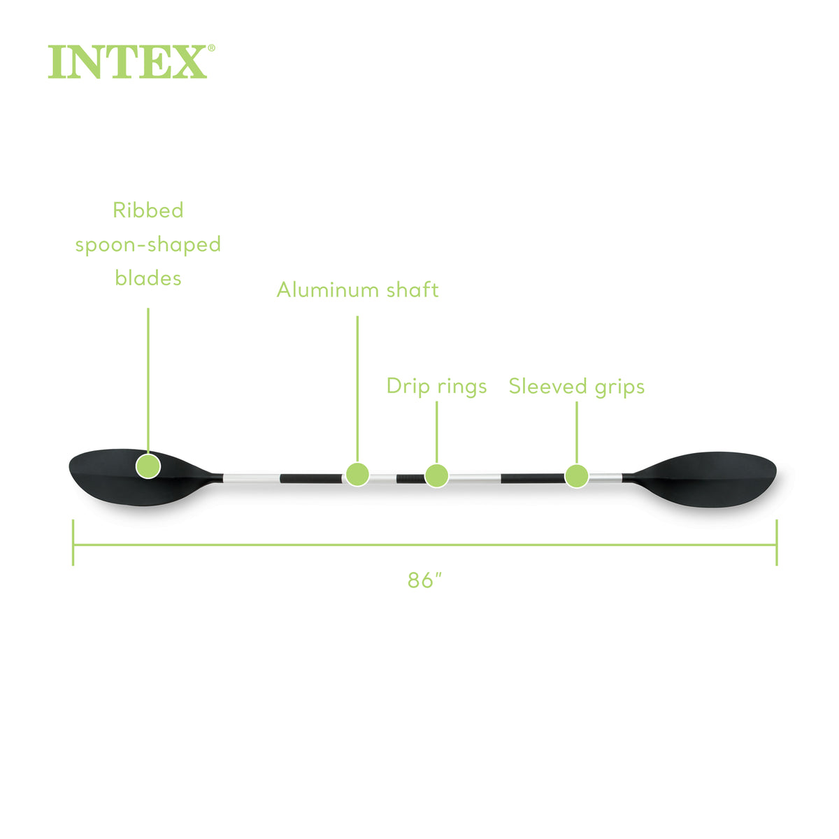 Intex 69629E 86" Lightweight Aluminum Double Oar Kayak Paddle, Black (Open Box) - VMInnovations