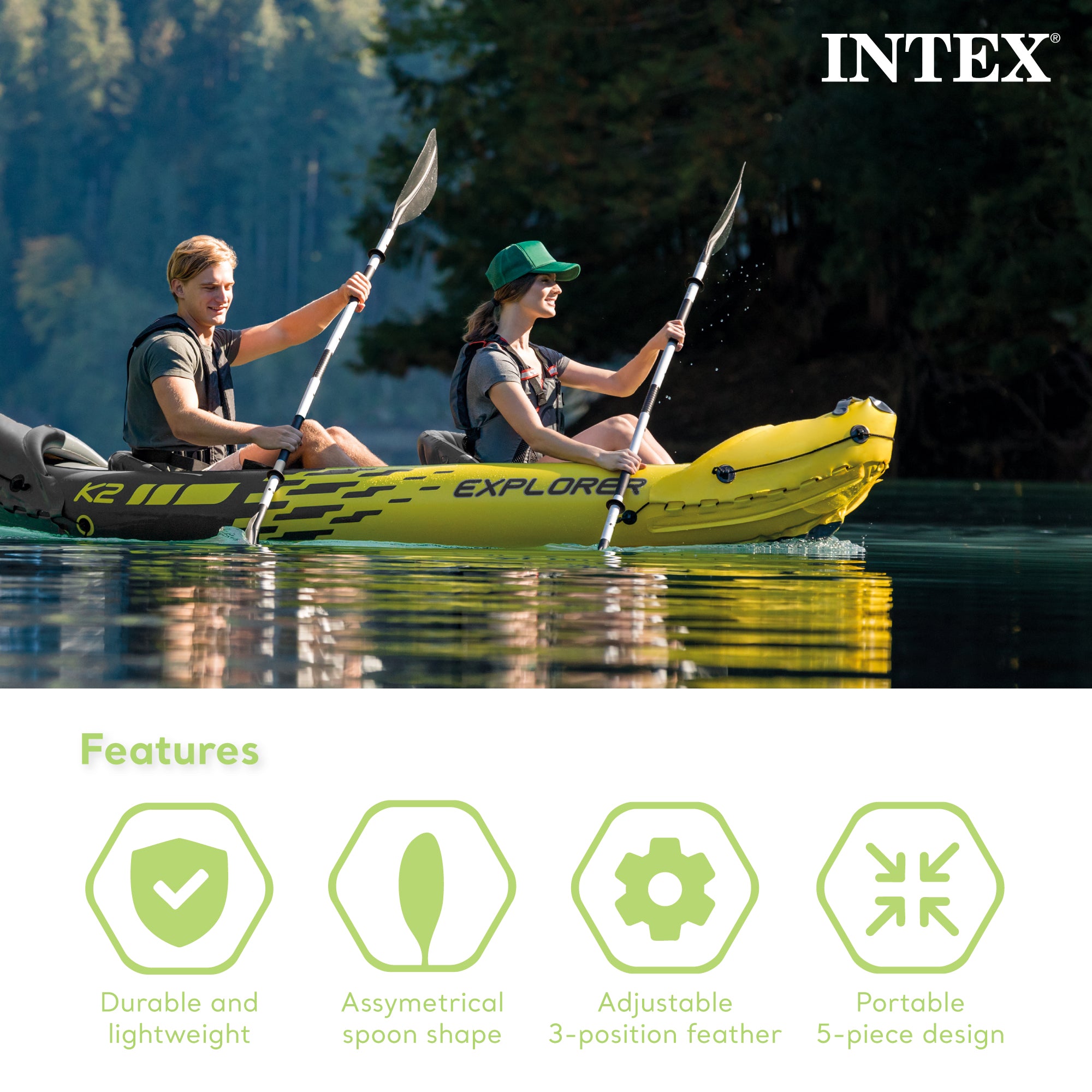 Intex 69629E 86" Lightweight Aluminum Double Oar Inflatable Kayak Paddle (Used) - VMInnovations