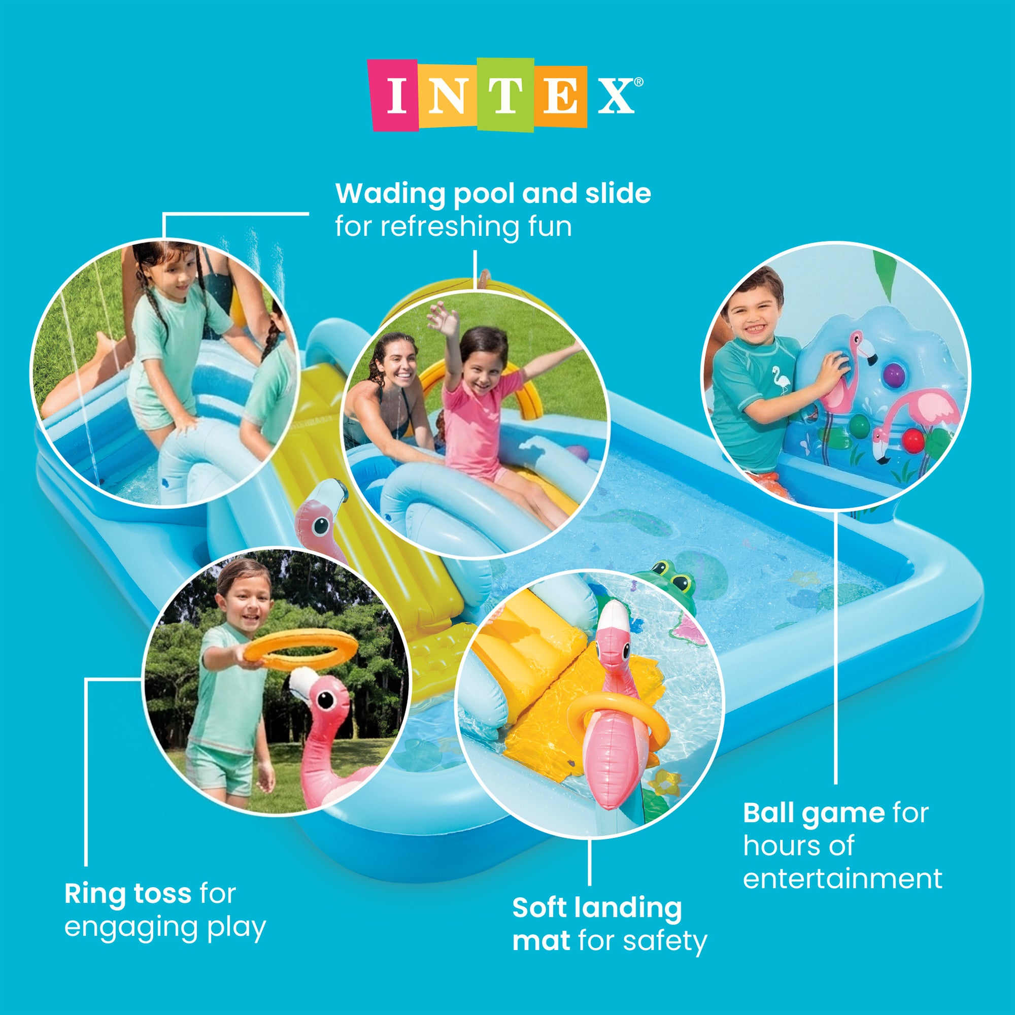 Intex 96" x 78" x 28" Inflatable Jungle Adventure Play Center Spray Kiddie Pool