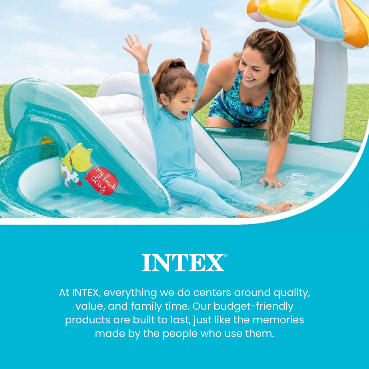 Intex Gator Inflatable Kiddie Pool Water Play Center with Slide (For Parts)