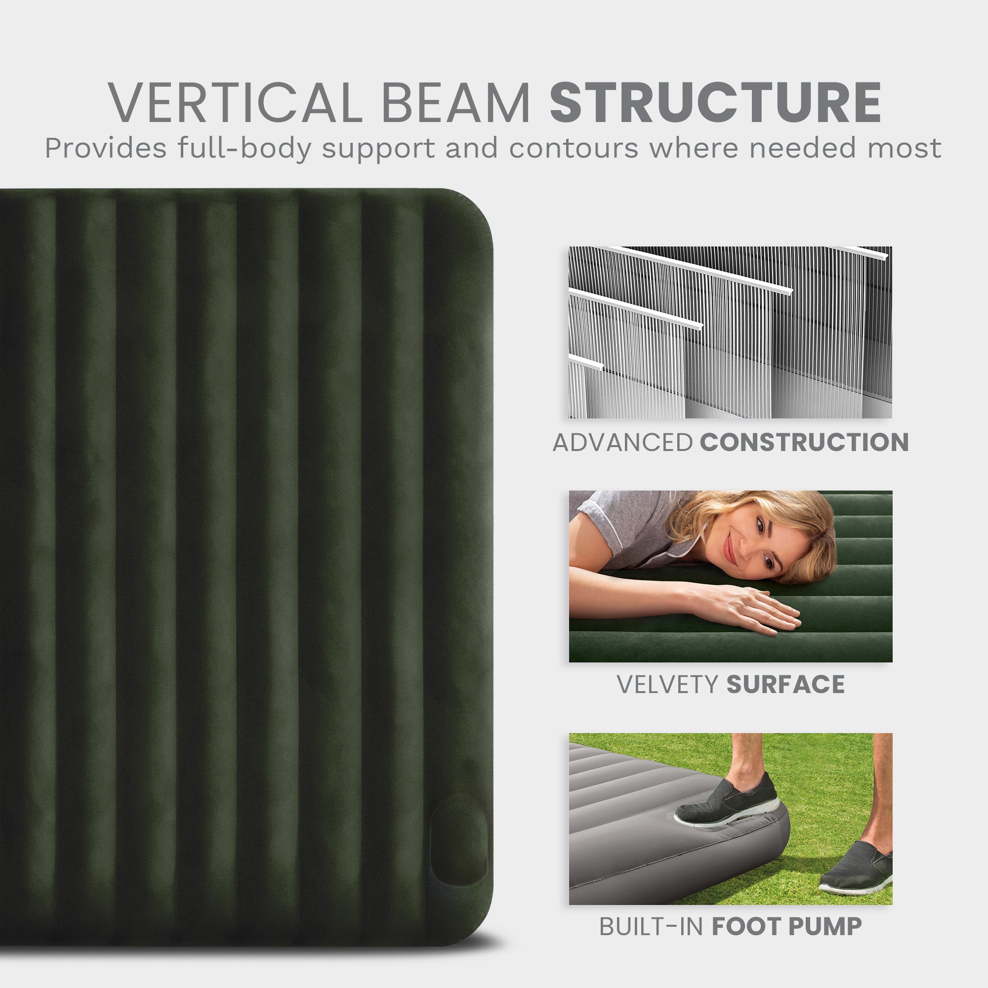 Intex Dura-Beam Downy Airbed with Built-In Foot Pump, Full Size (Open Box) - VMInnovations