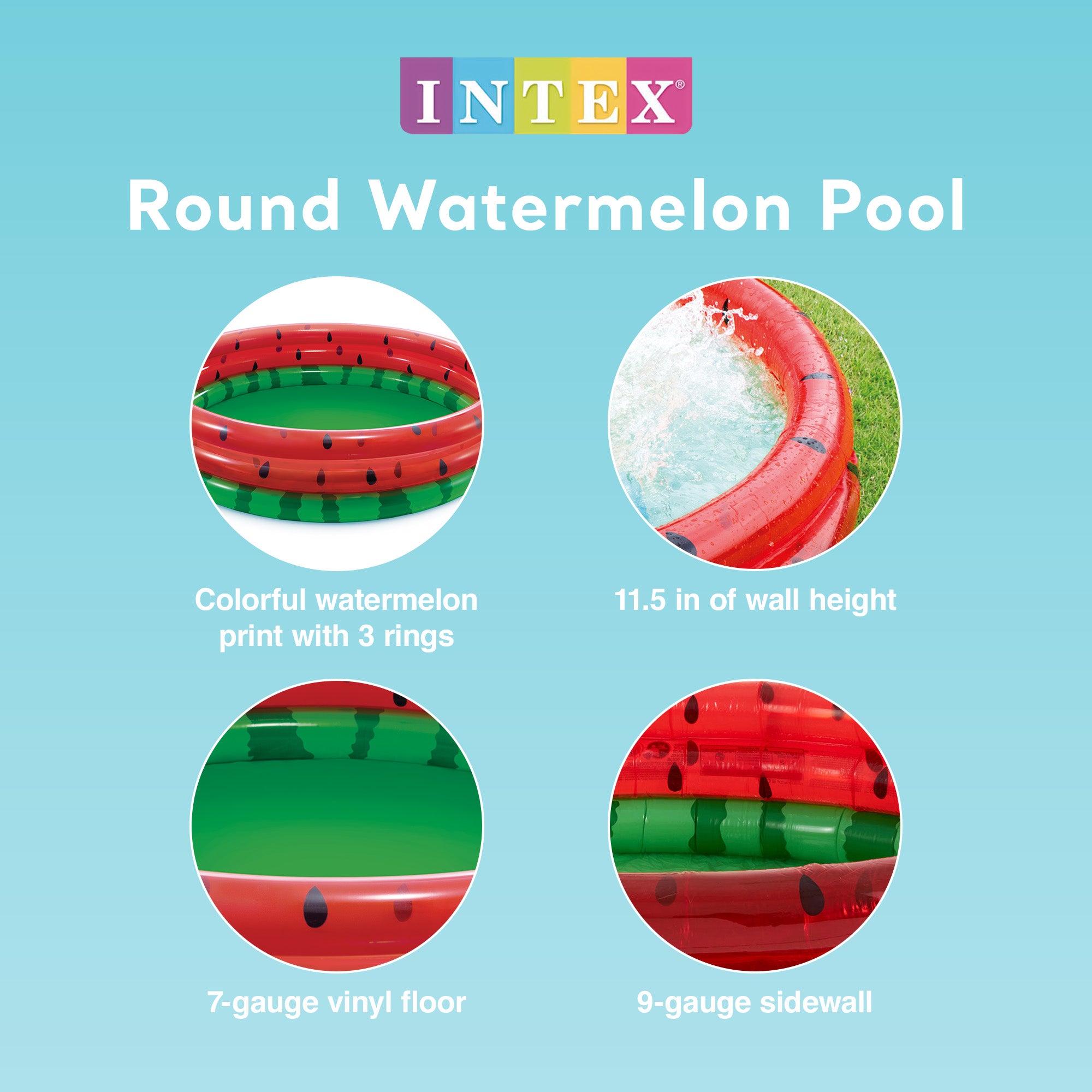 Intex 66-Inch Round Inflatable Kids Wading Watermelon Pool (Open Box) (2 Pack) - VMInnovations