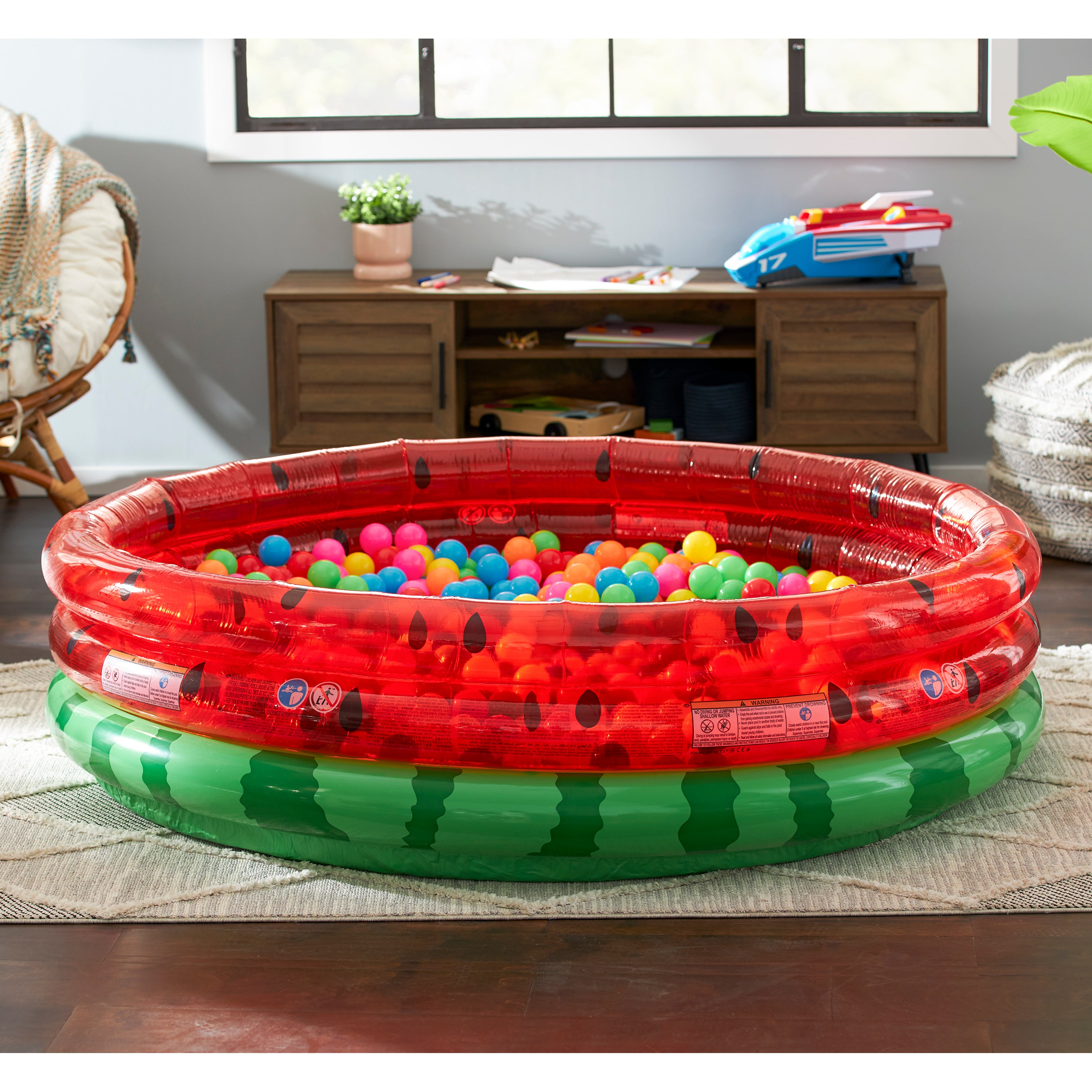 Intex Inflatable Kiddie Watermelon Pool with Multi-Colored Fun Ballz, 100 Pack - VMInnovations