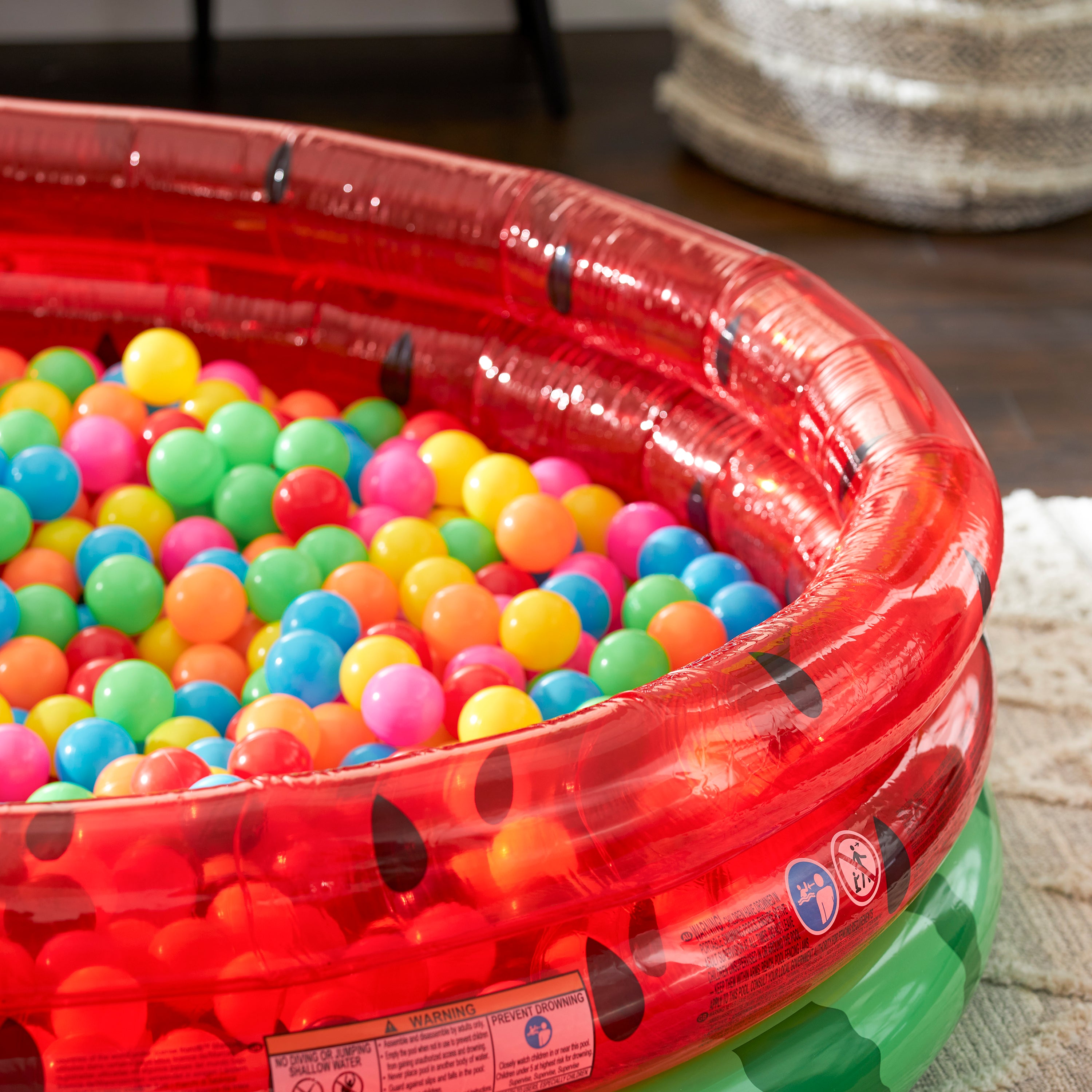 Intex Inflatable Kiddie Watermelon Pool with Multi-Colored Fun Ballz, 100 Pack
