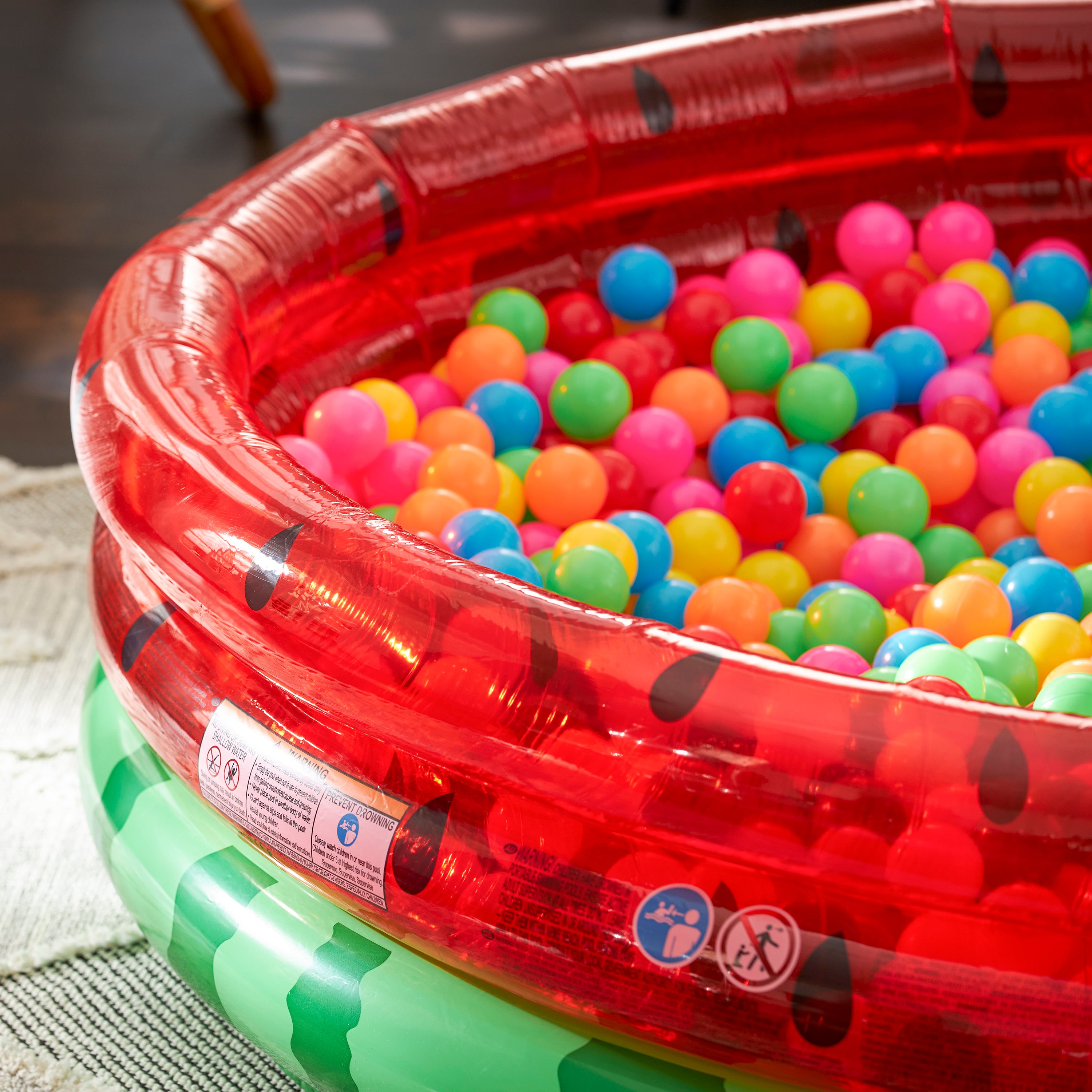 Intex Inflatable Kiddie Watermelon Pool with Multi-Colored Fun Ballz, 100 Pack - VMInnovations